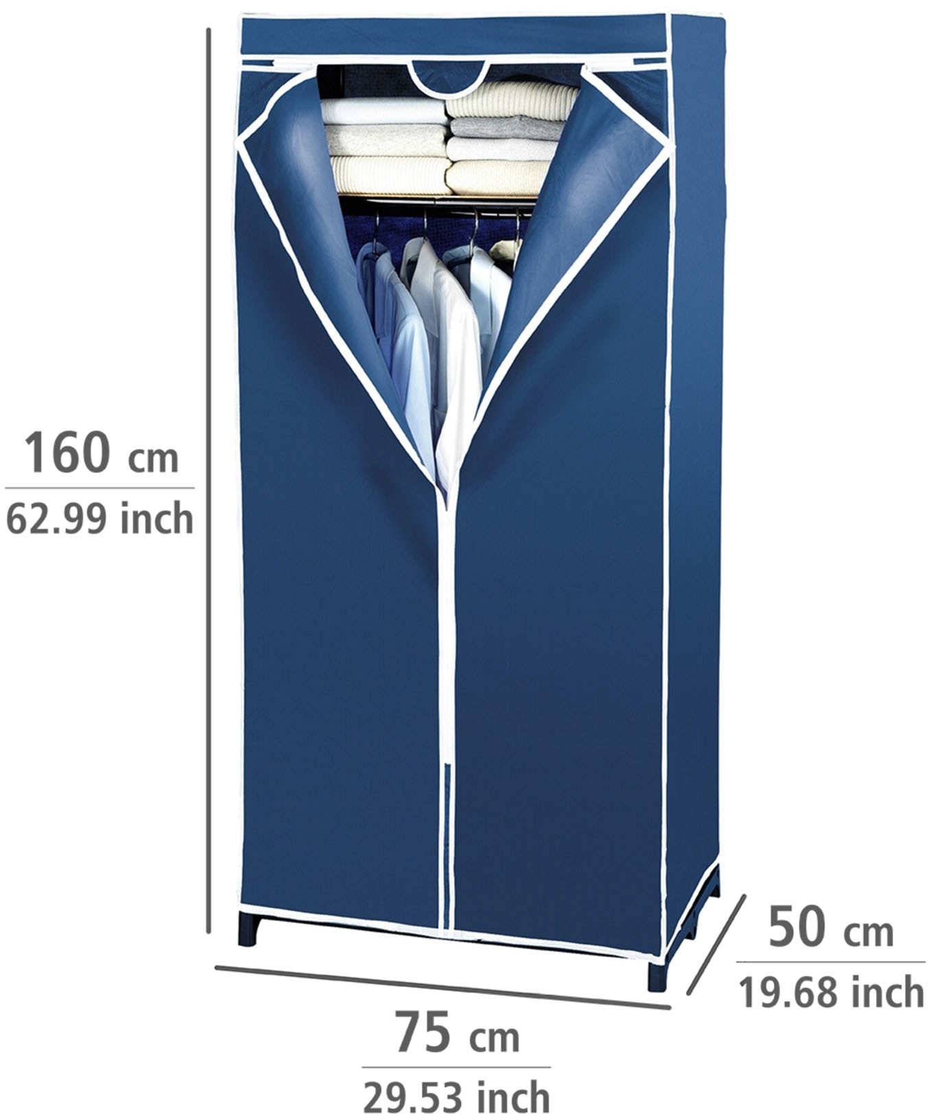 WENKO Stoffschrank »Modell Air«, Stoffschrank mit Kleiderstange, Ablage & Reissverschluss, Vlies