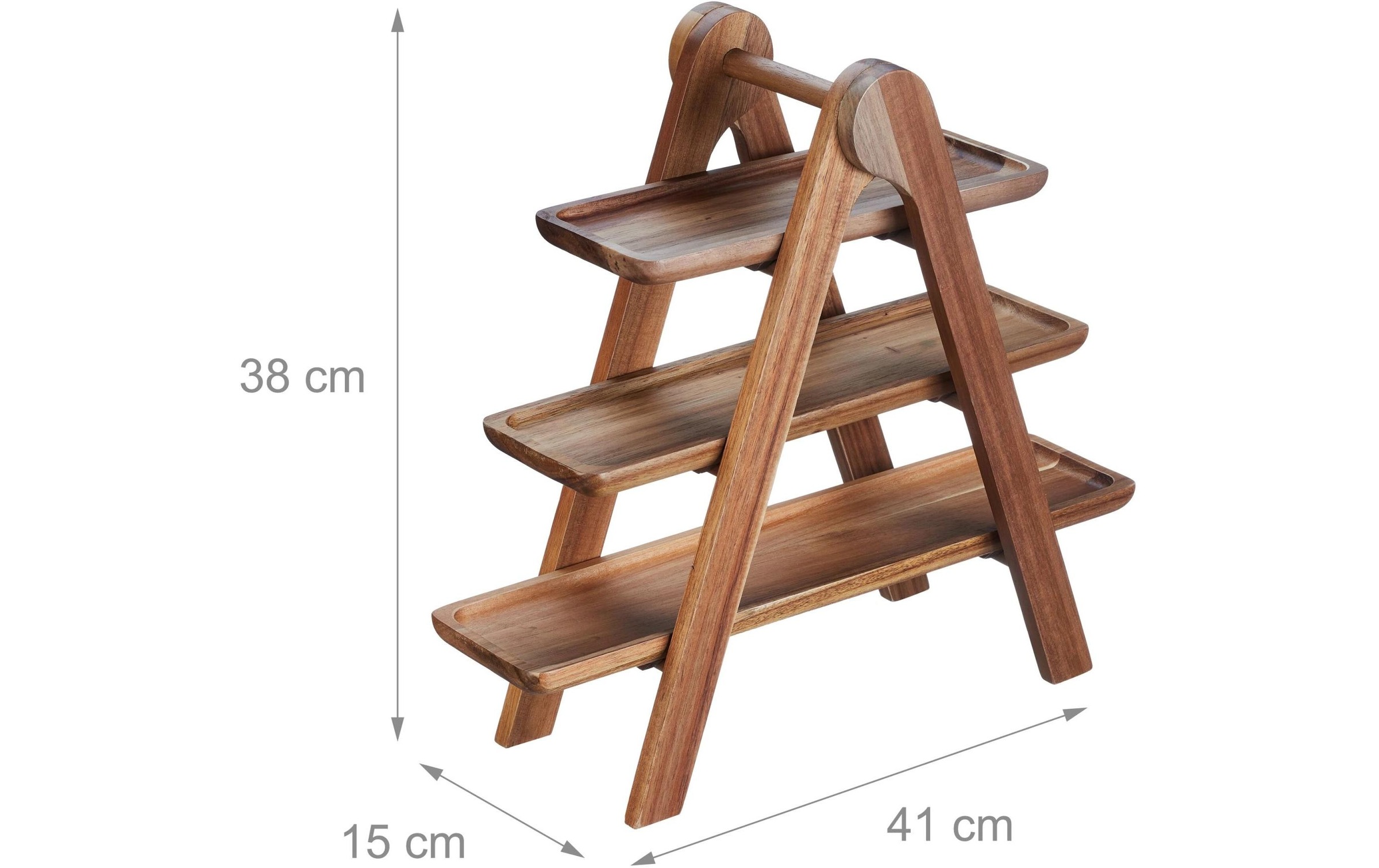 relaxdays Etagere »3-stufig«, Holzart: Akazie (China)