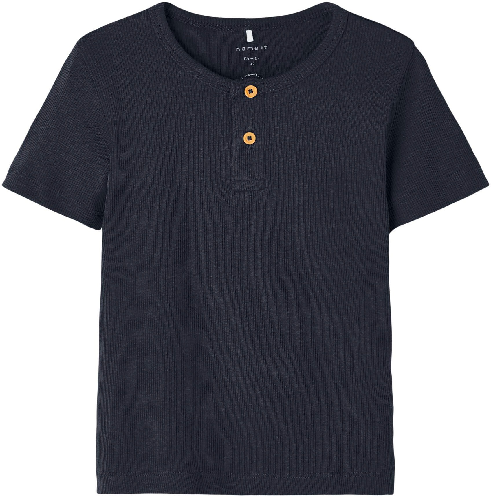 Name It Kurzarmshirt »NMMKAB TOP NOOS«, im elastischem Feinripp und mit kurzer Knopfleiste am Ausschnitt