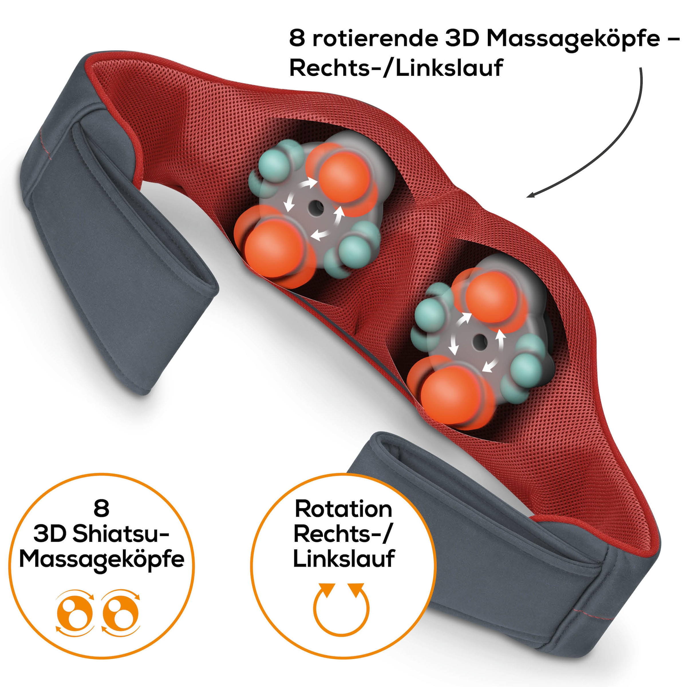 BEURER Shiatsu-Massagegerät »MG 151 für ein reales Massageerlebnis durch 3D Rückenmassage«, Mit Licht- und Wärmefunktion, 3 Intensitätsstufen, Abschaltautomatik