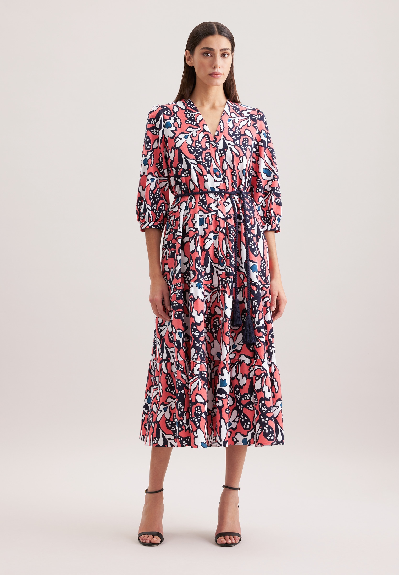 seidensticker Sommerkleid »Schwarze Rose« 7/8 V-Neck Druck
