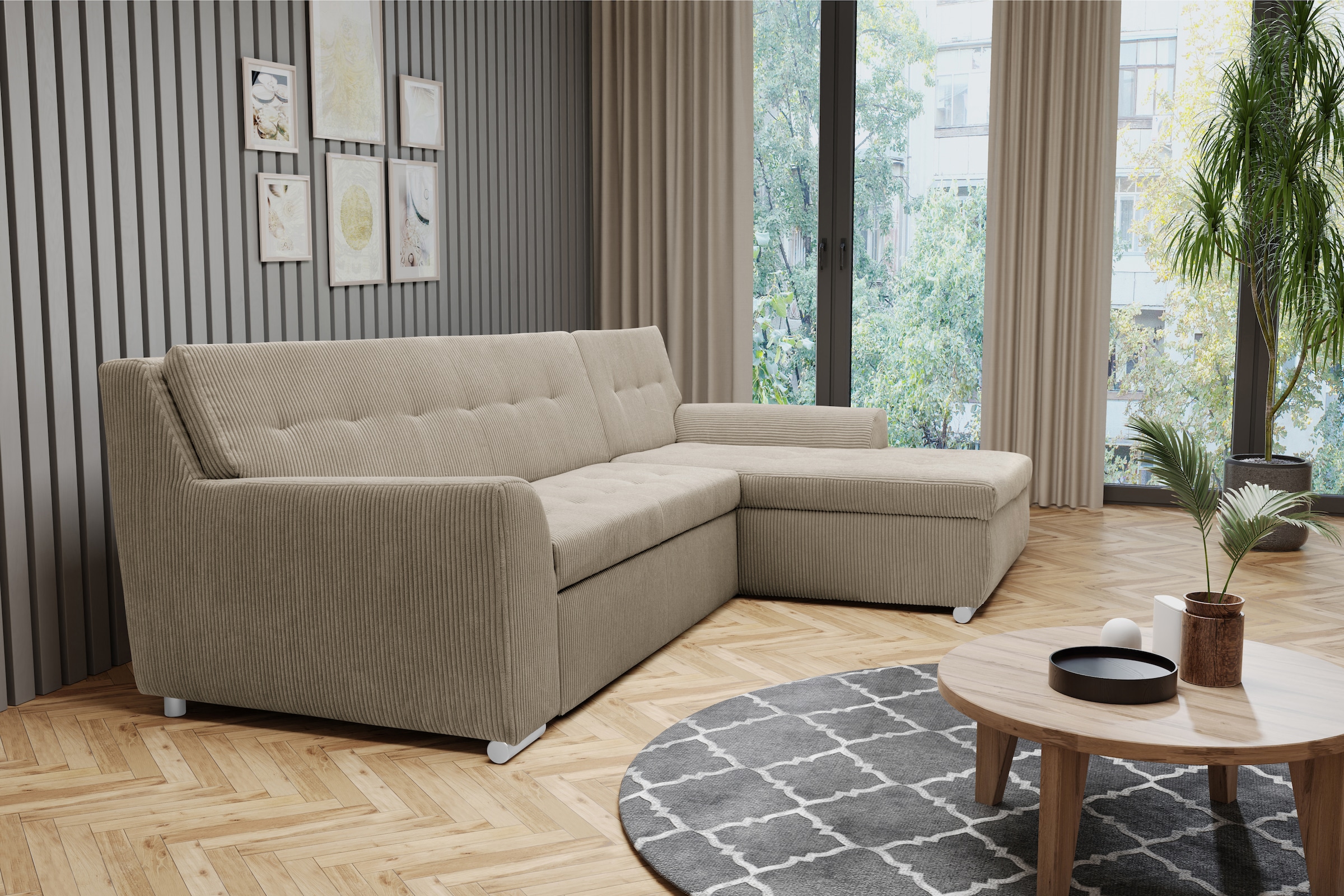 DOMO collection Ecksofa Treviso, wahlweise mit Bettfunktion, incl. Zierkissen