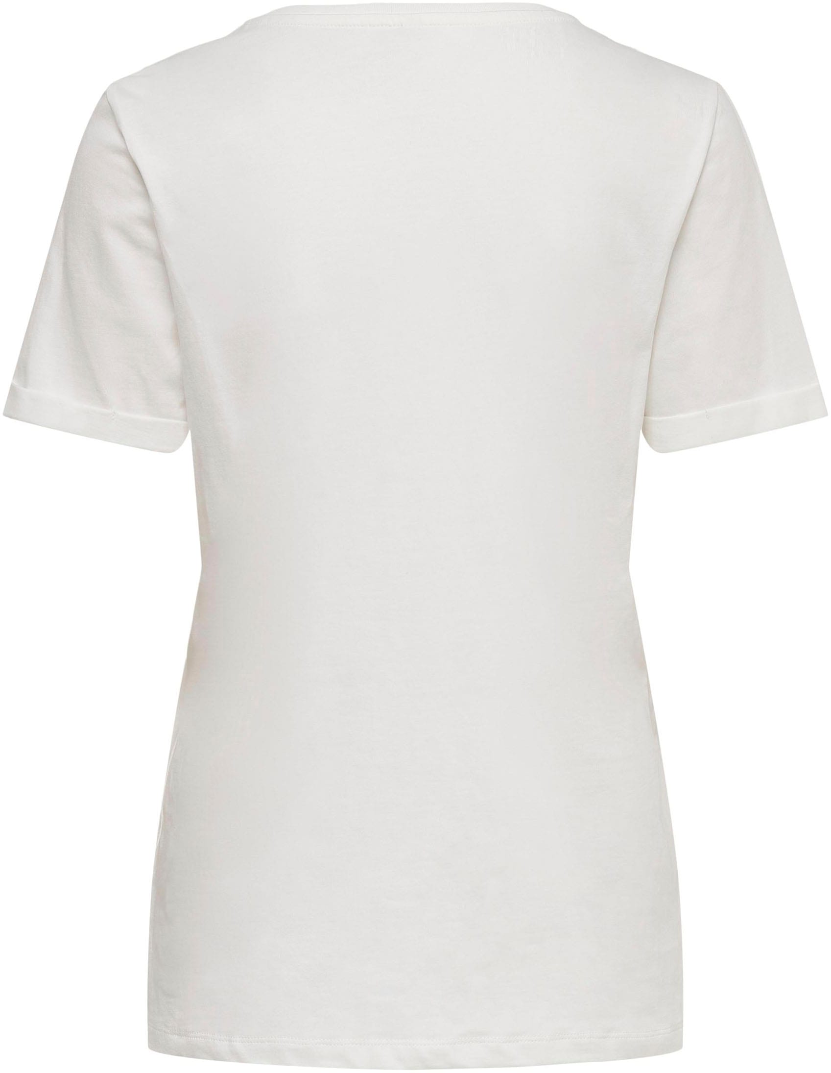 ONLY Kurzarmshirt »ONLKITA – T-Shirt mit Logo-Print und Rundhalsausschnitt«, regular fit, casual, Single Jersey, Baumwolle, Rundhals