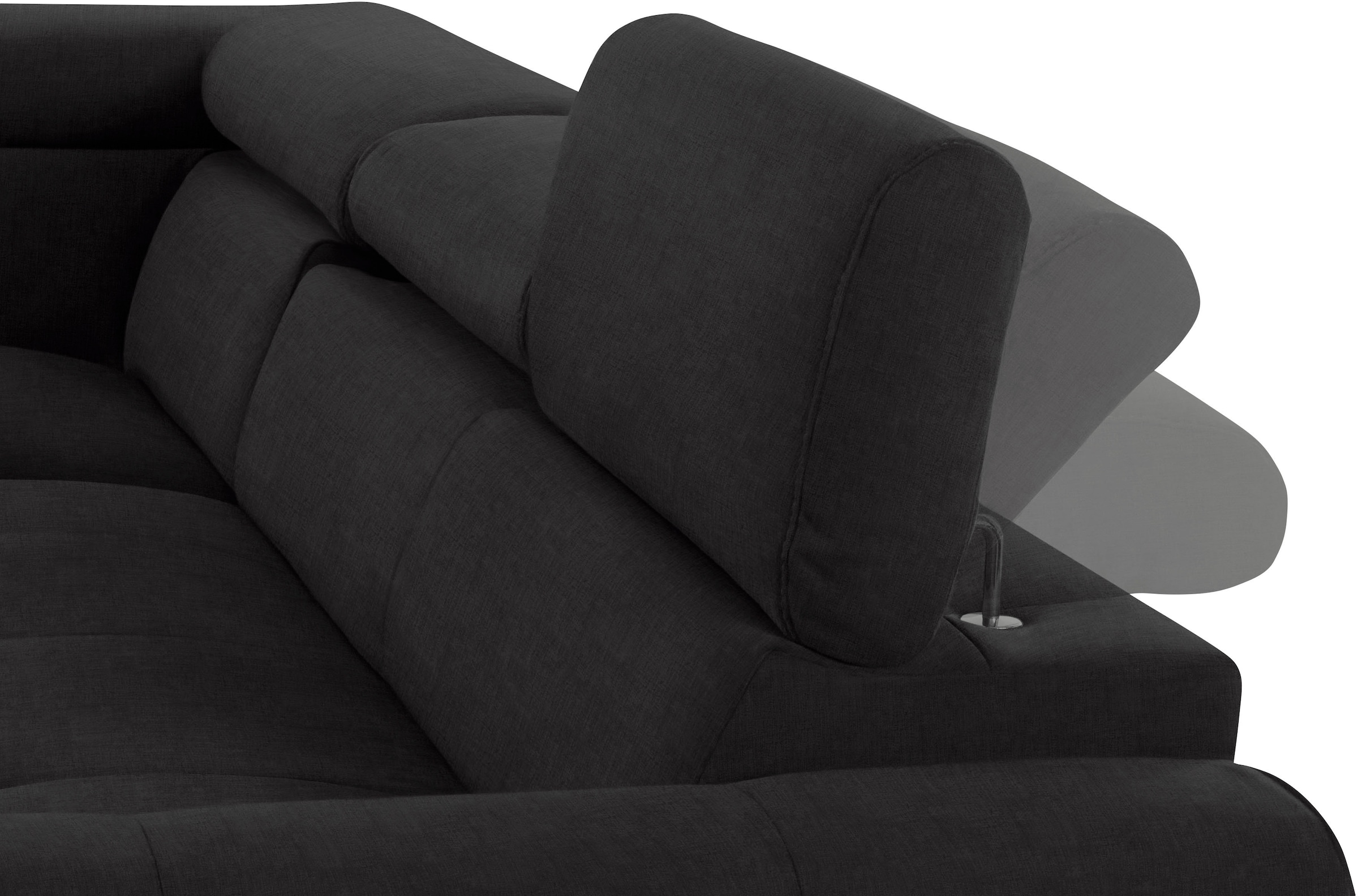 COTTA Ecksofa »Mia L-Form mit 3 Zierkissen«, wahlweise mit Bettfunktion, Bettkasten, Beleuchtung & Wireless-Charger