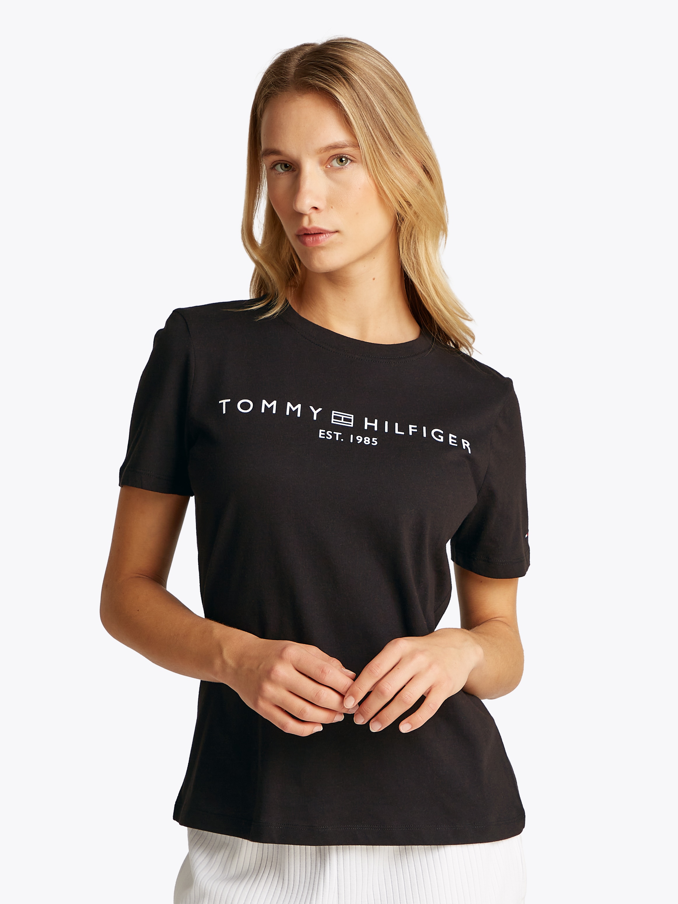 Tommy Hilfiger T-Shirt »REG CORP LOGO C-NK SS«, mit Logoschriftzug