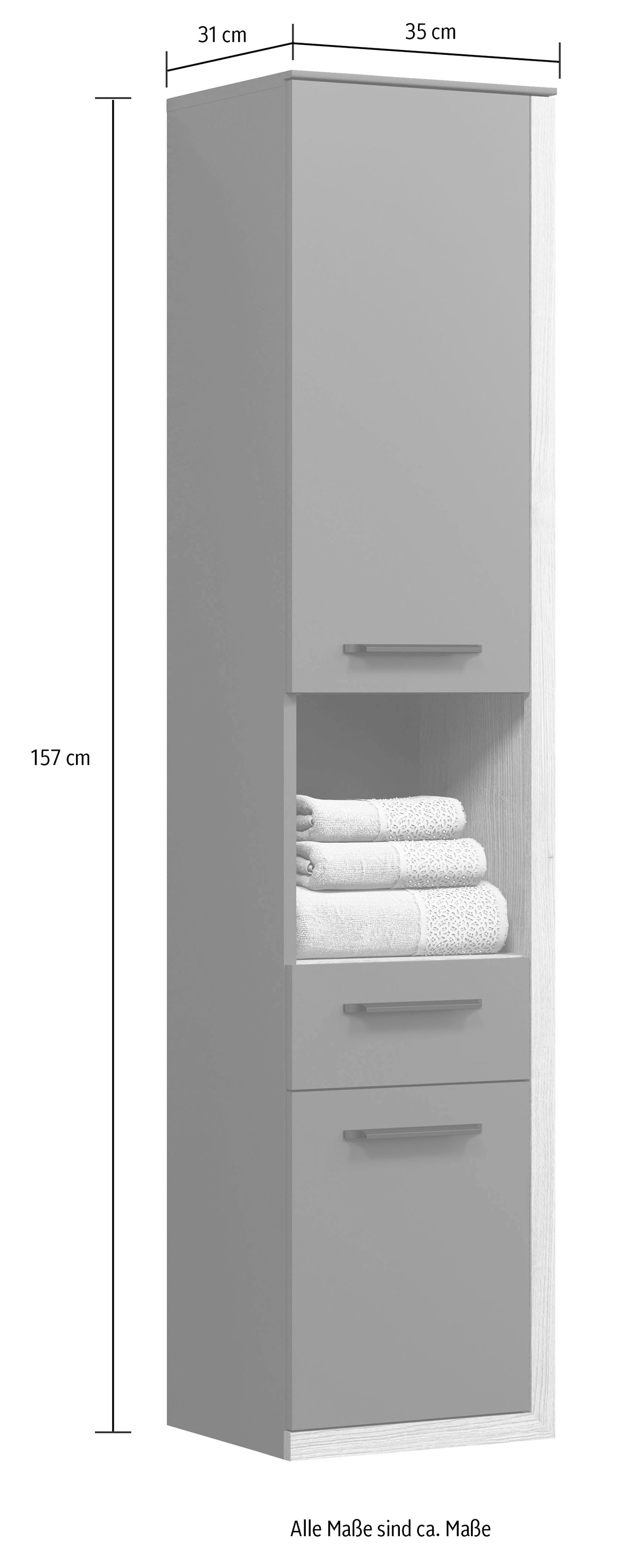INOSIGN Midischrank grauer 35 x Soft-Close, 2 shoppen Jelmoli-Versand hoch, | St.), 157 online Bad-Hängeschrank, cm »Premont«, cm (1 Türen