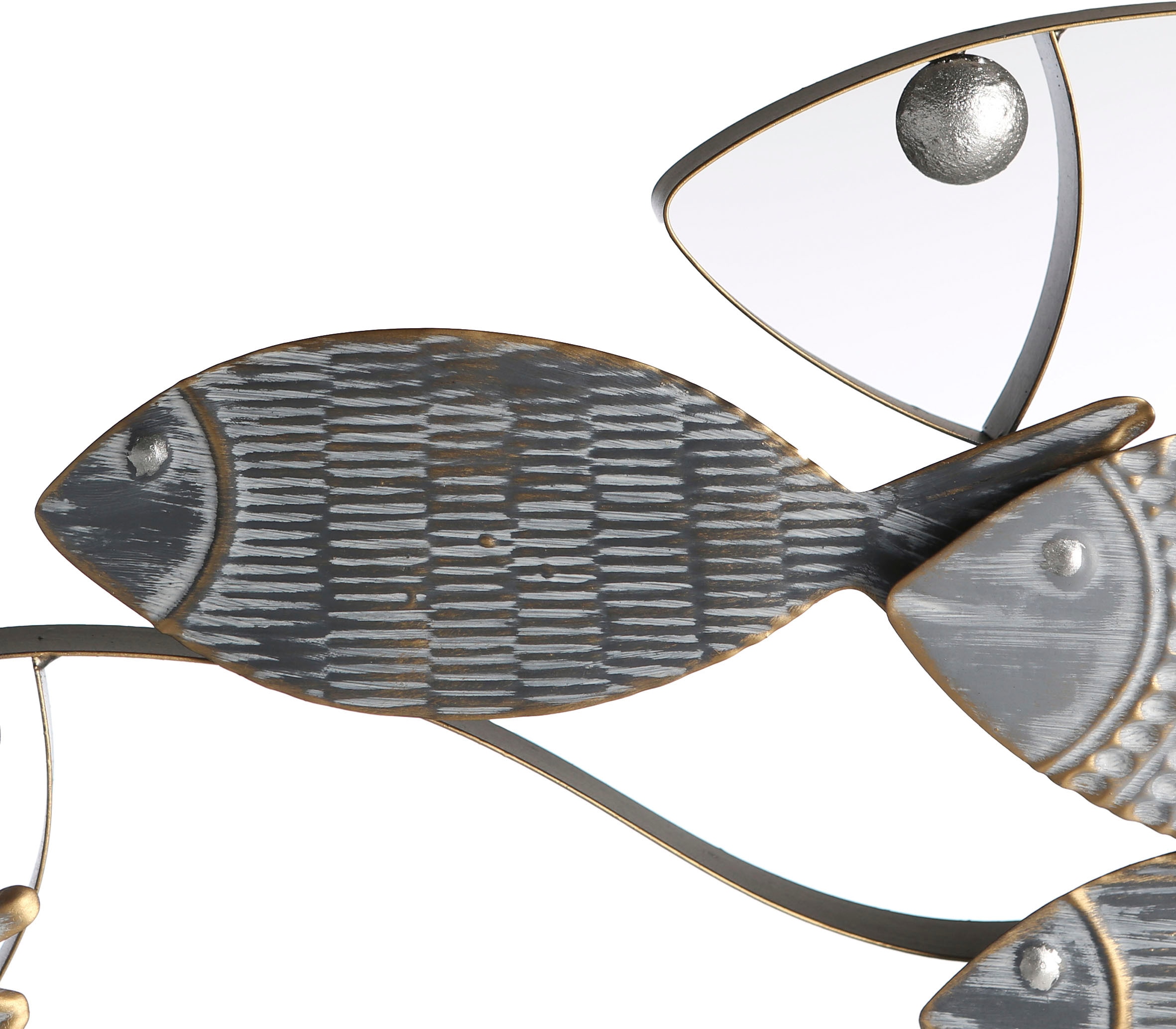 GILDE Wanddekoobjekt »Wandrelief Pesce grau/schwarz/goldfarben«, (1 St.), Maritim, Metall