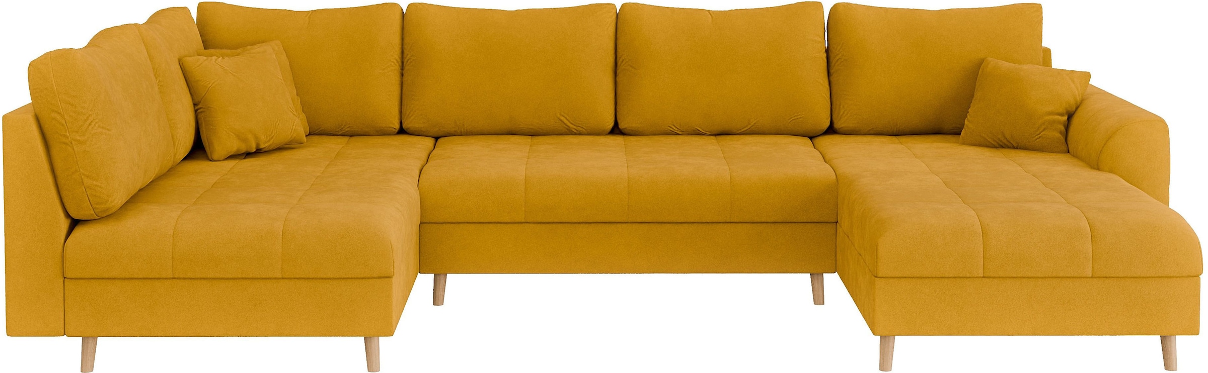 Home affaire Wohnlandschaft »CHARRE U-Form mit Ottomane, Masse B/T/H: 310/161/81 cm«, feine Steppung, lose Rücken- und Zierkissen, auch in Cord und Bouclé