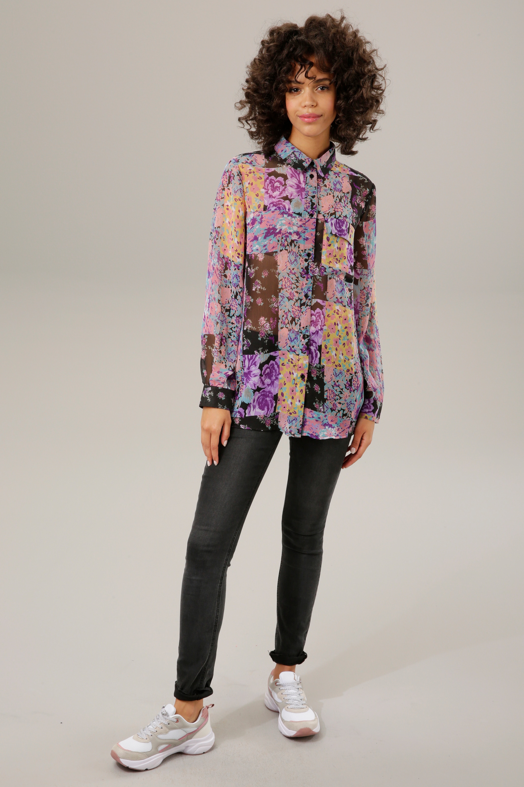 Aniston CASUAL Hemdbluse, mit bunten KOLLELKTION Blumendrucken - online | Patch-Dessin Jelmoli-Versand im kaufen NEUE