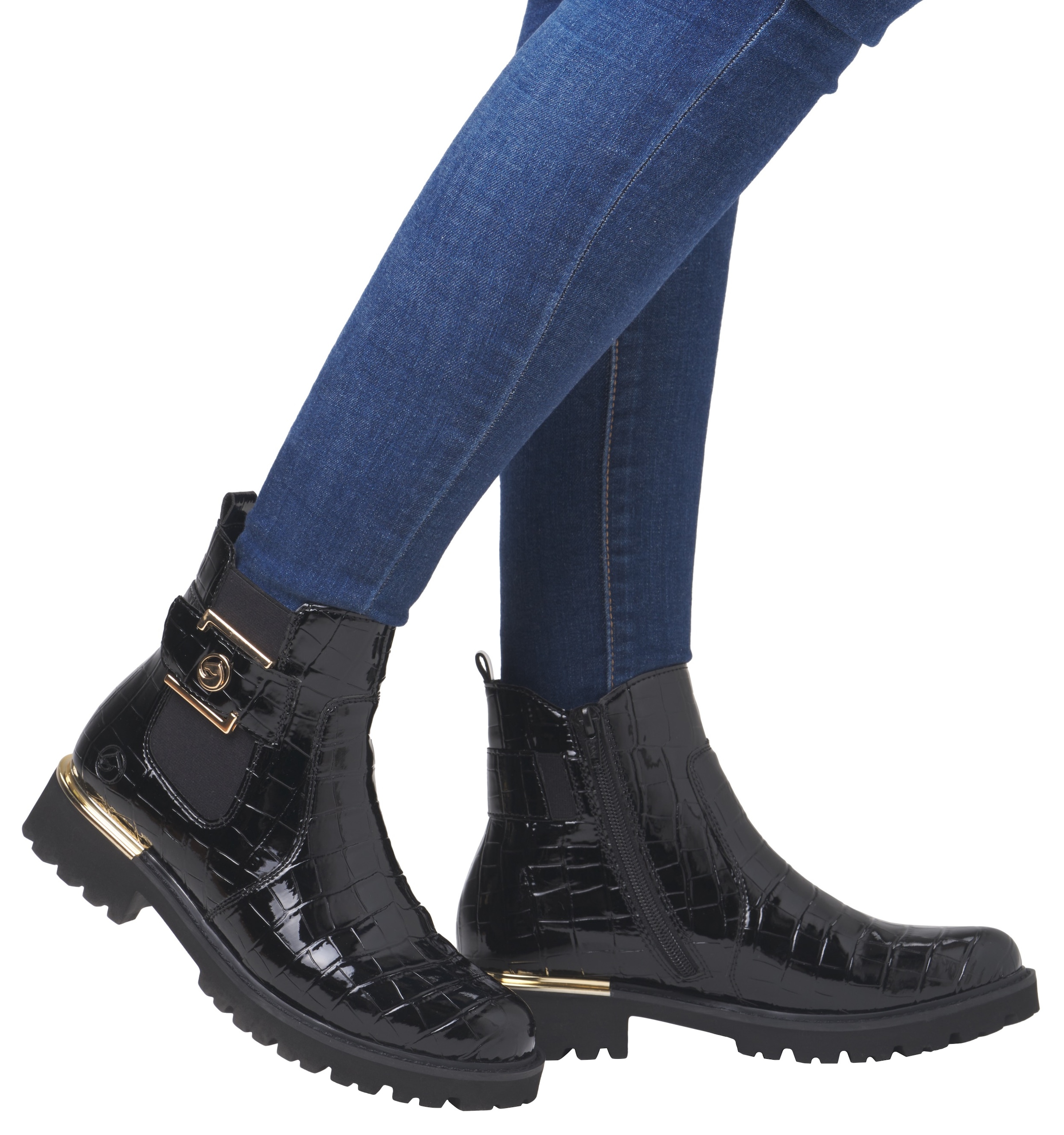 Remonte Chelseaboots, Blockabsatz, Boots, Stiefelette mit praktischem Innen-Reissverschluss
