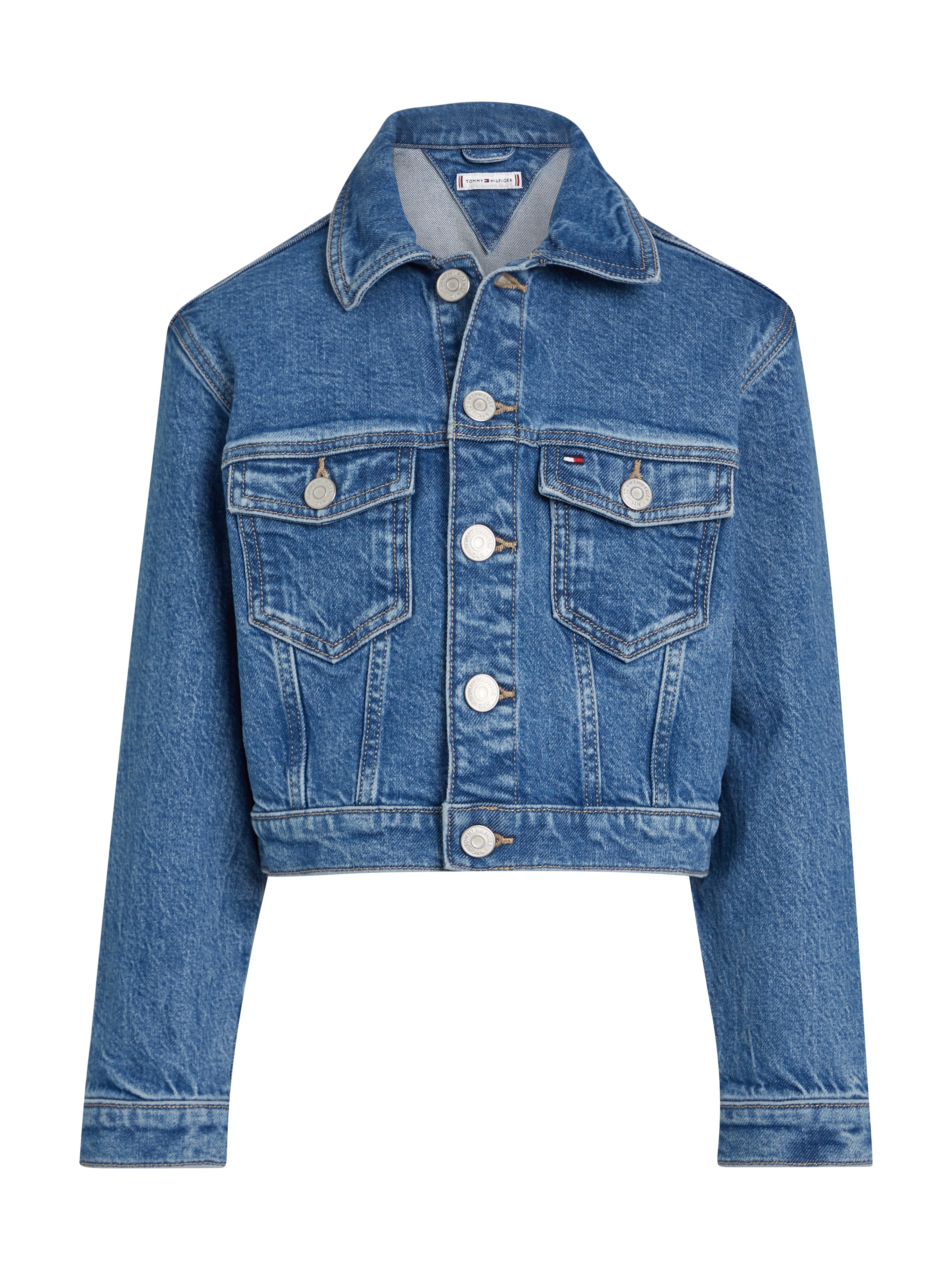 Tommy Hilfiger Jeansjacke »DENIM TRUCKER JACKET COMFORT«, Kinder bis 16 Jahre mit Logostickerei