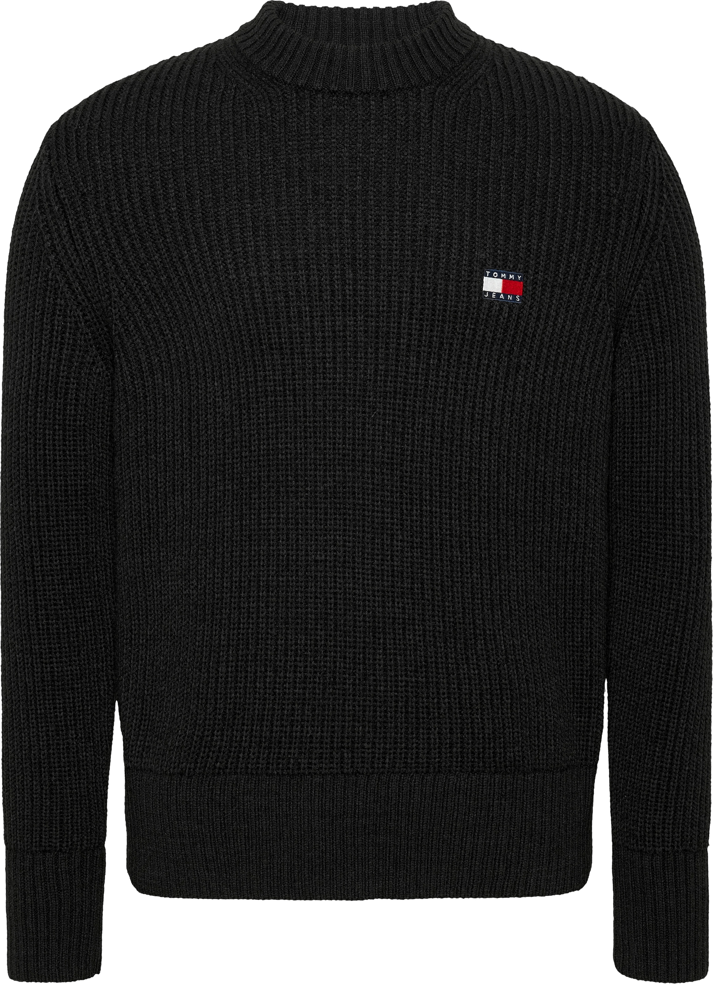 Tommy Jeans Rundhalspullover »TJM REG BADGE TEXTURED CNECK EXT«, in Unifarbe