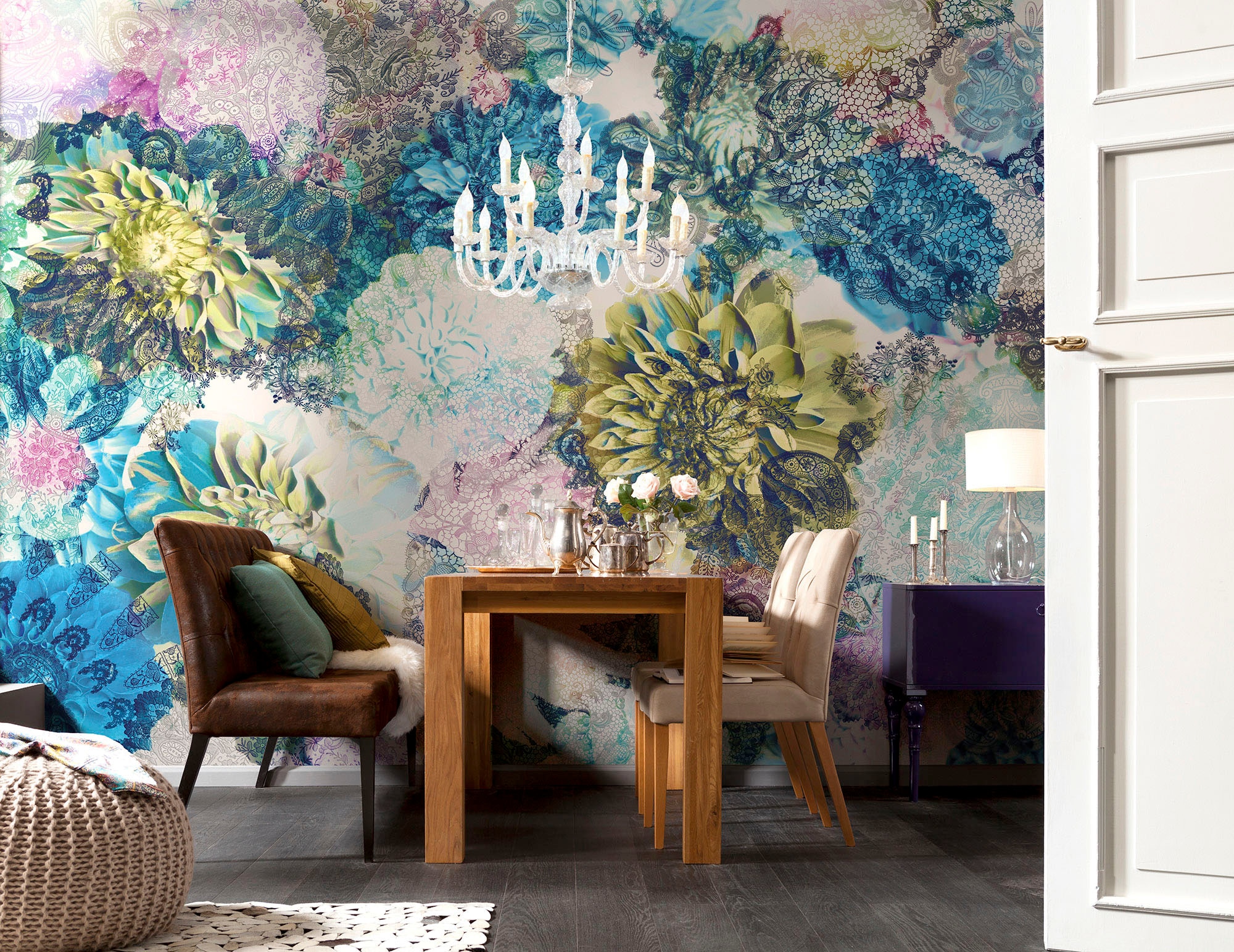 Komar Vliestapete »Digitaldruck Vlies - Frisky Flowers - Grösse 400 x 260 cm«, bedruckt, Wohnzimmer, Schlafzimmer