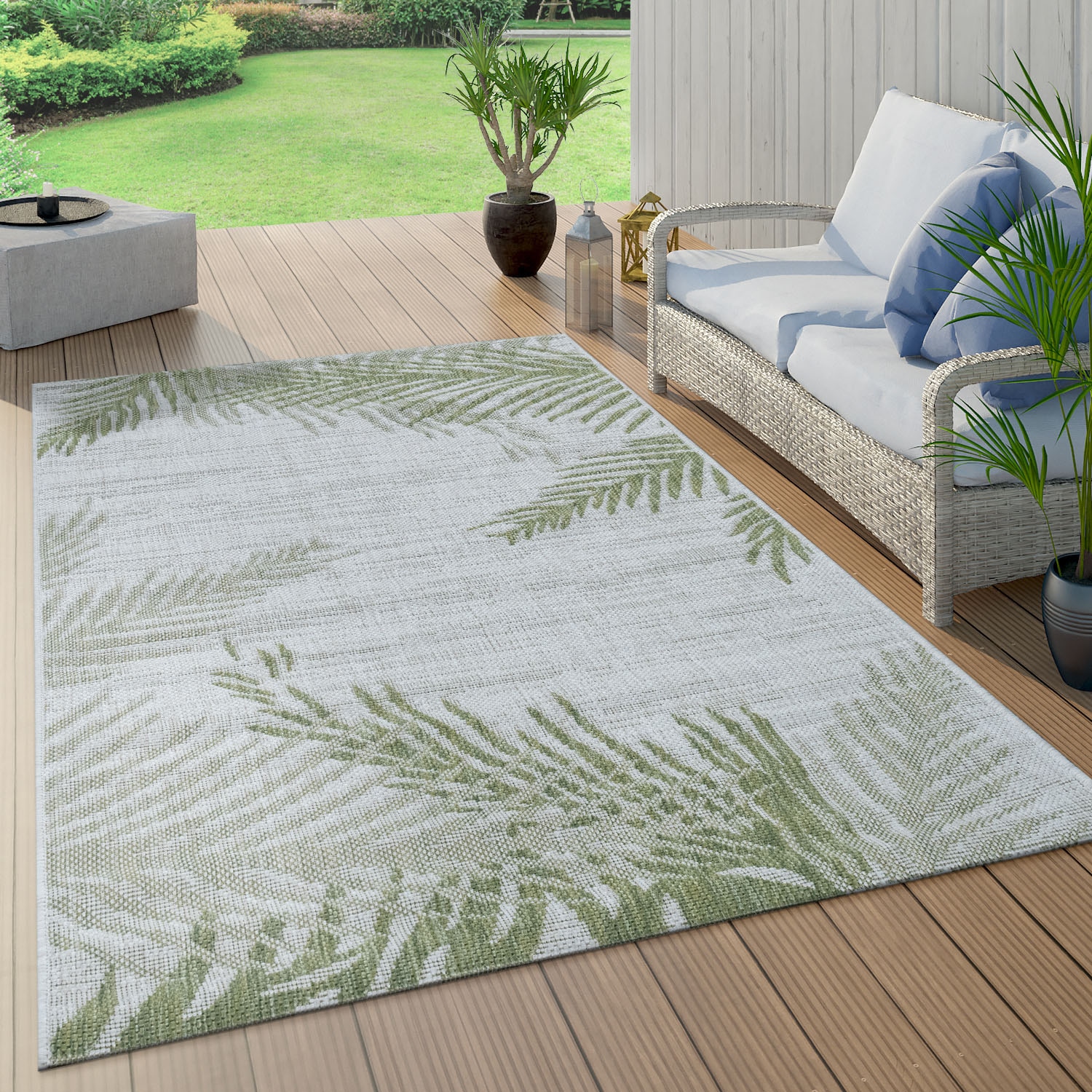Paco Home Teppich »Kuba 126«, rechteckig, Flachgewebe, Motiv Blätter, In-  und Outdoor geeignet, Wohnzimmer online kaufen | Jelmoli-Versand