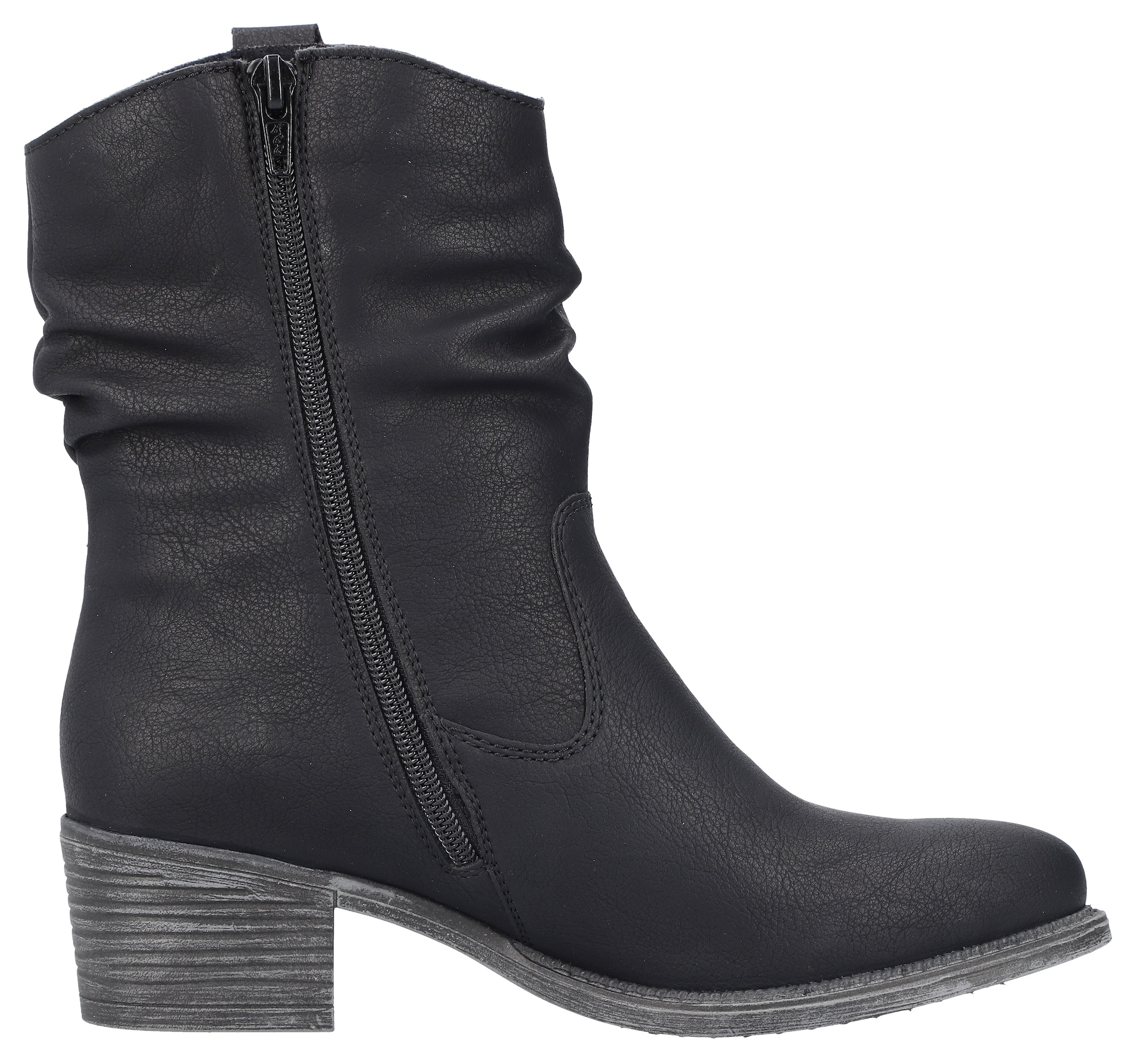 Rieker Westernstiefelette, Cowboyboots, slouchy Schaft, Blockabsatz, mit Innen-Reissverschluss