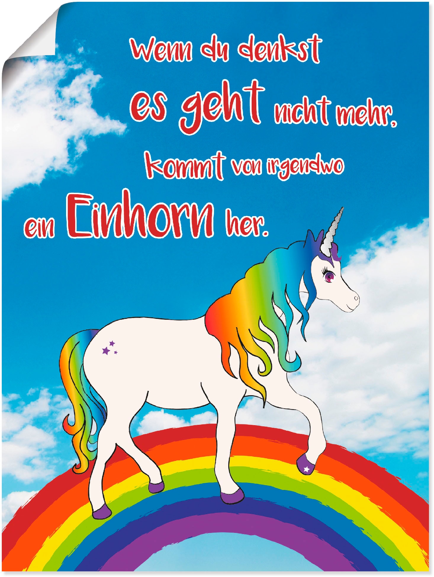 Artland Wandbild oder als in Leinwandbild, | online »Einhorn Poster St.), mit Wandaufkleber shoppen (1 Grössen Jelmoli-Versand Animal Regenbogen«, Fantasy, versch