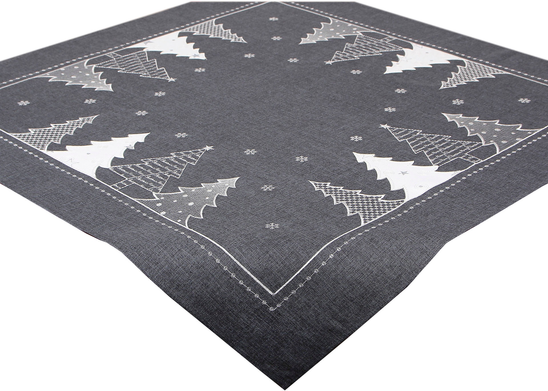 Delindo Lifestyle Mitteldecke "Tannenbaum" Glattes Gewebe, bestickt