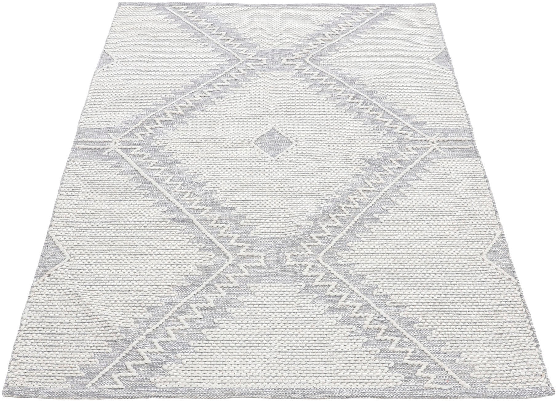 carpetfine Teppich »Kelim Durry«, rechteckig, 5 mm Höhe, Handweb, geometrisch, Hoch-Tief Effekt, handgewebt, reine Baumwolle