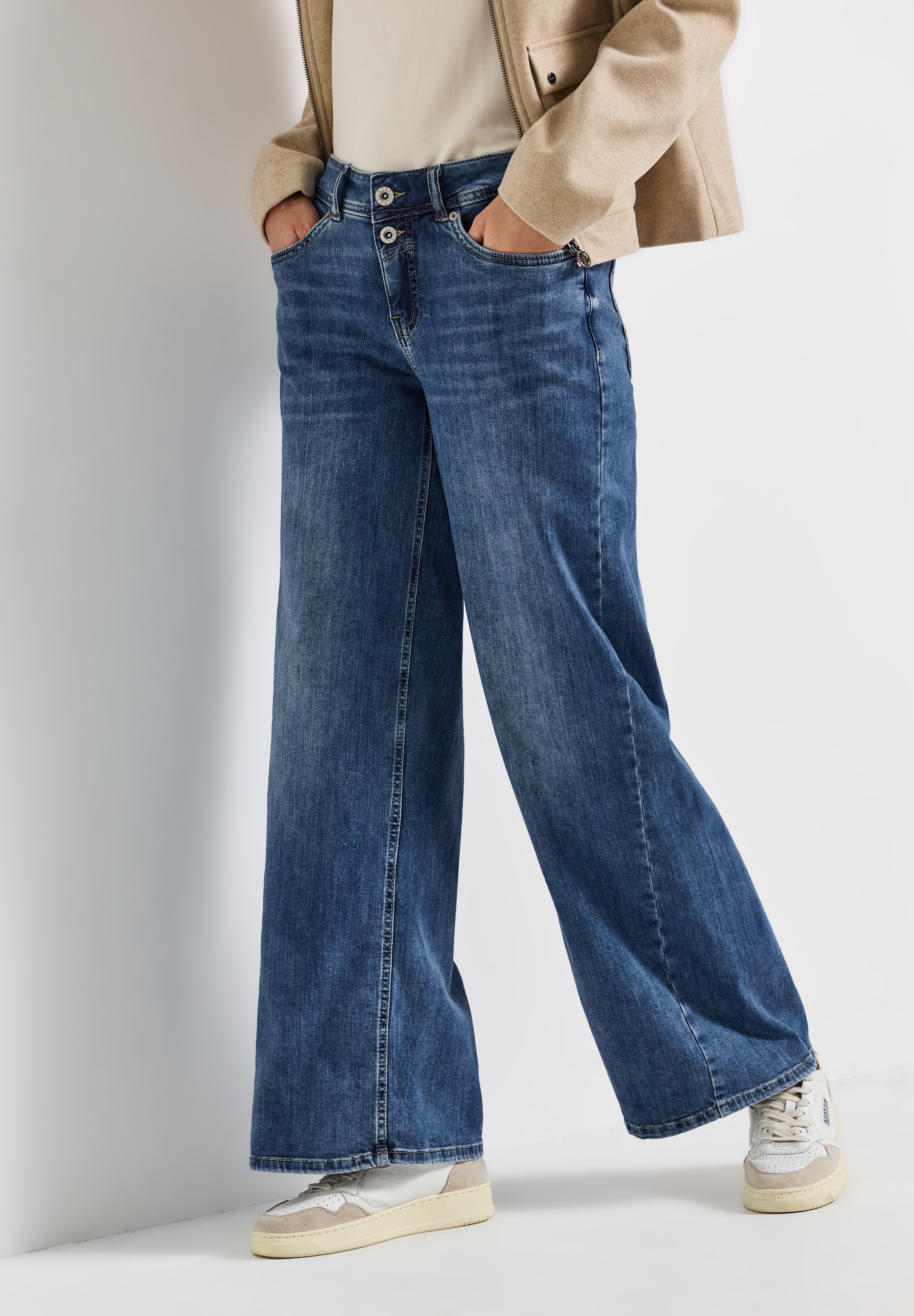 STREET ONE Weite Jeans »STYLE PALAZZO«, Loose Fit, mit Stretch, 5-Pocket-Style