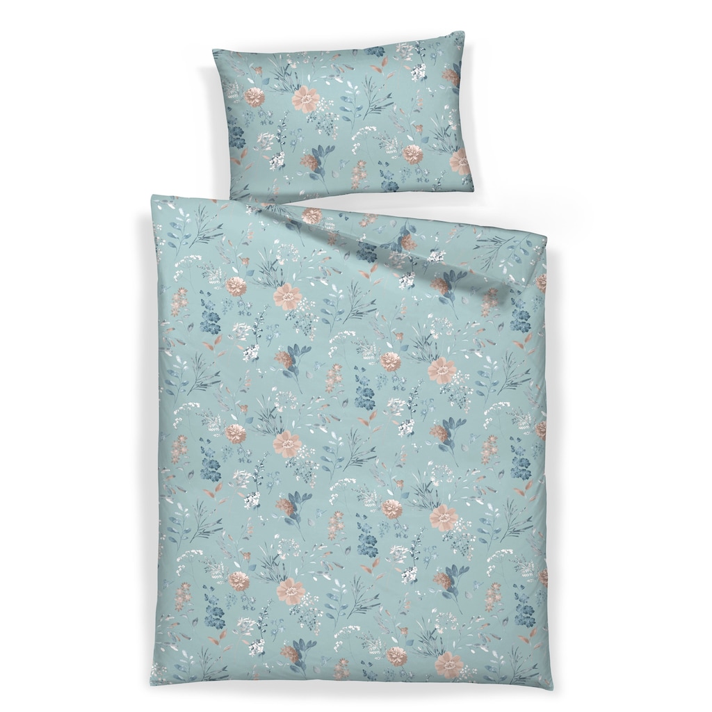 HOME FASHION Bettwäsche »Blumen, Satin  (2tlg.)«, (2 tlg.)