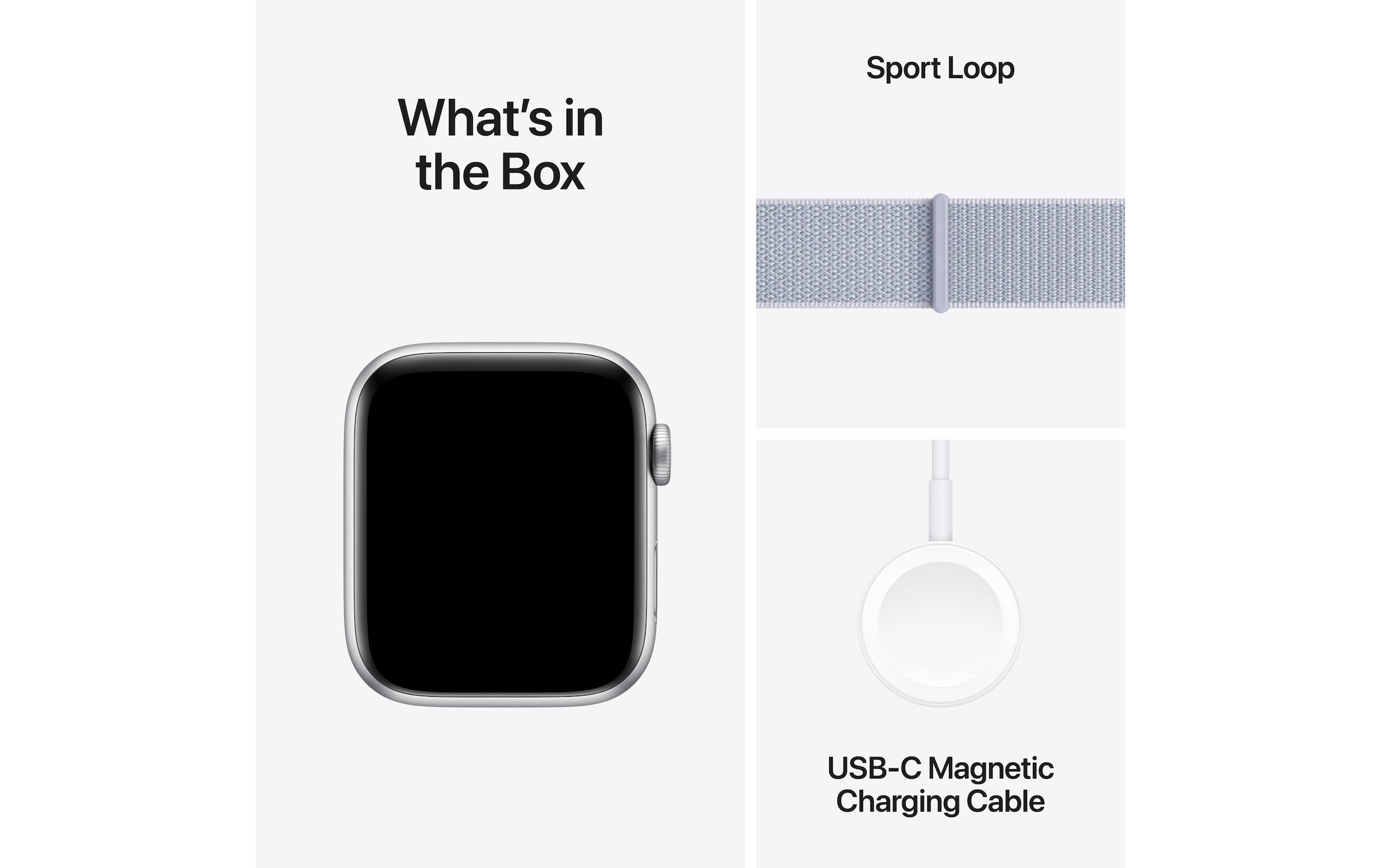 Apple Watch SE (2024), 44 mm, GPS, Sport Loop, Silberfarben