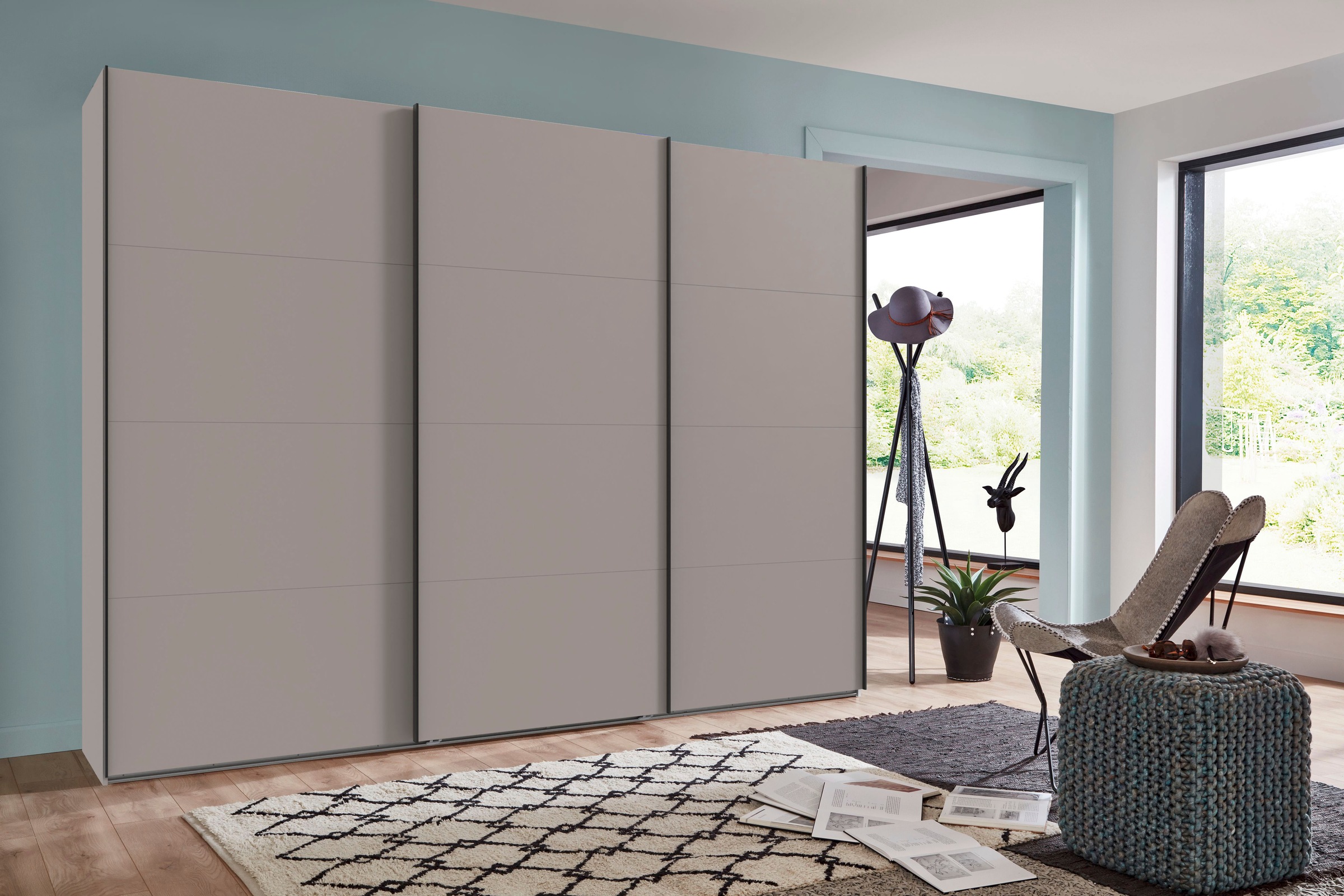 Wimex Kleiderschrank »Mugano, Made in Germany, Lieferung bis in Deine Etage und Stellort«, (wähle Deine Ausstattung: Basic oder Premium!), 3 Schwebetüren, grosse Grössen, mit oder ohne Spiegel, Metallgriffe