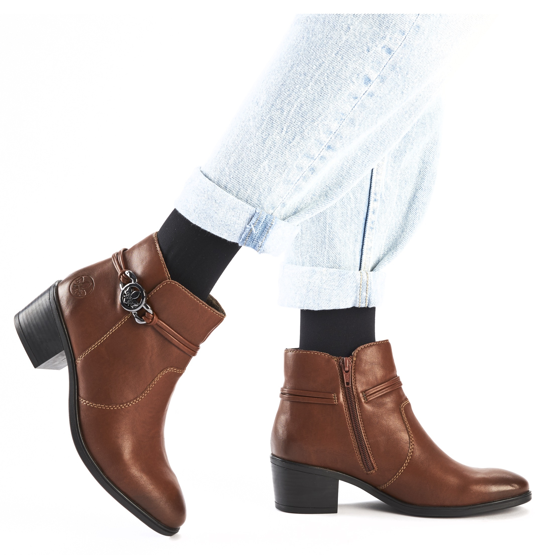 Rieker Stiefelette, Ankleboots, Klassik-Stiefelette, Blockabsatz, Innenreissverschluss