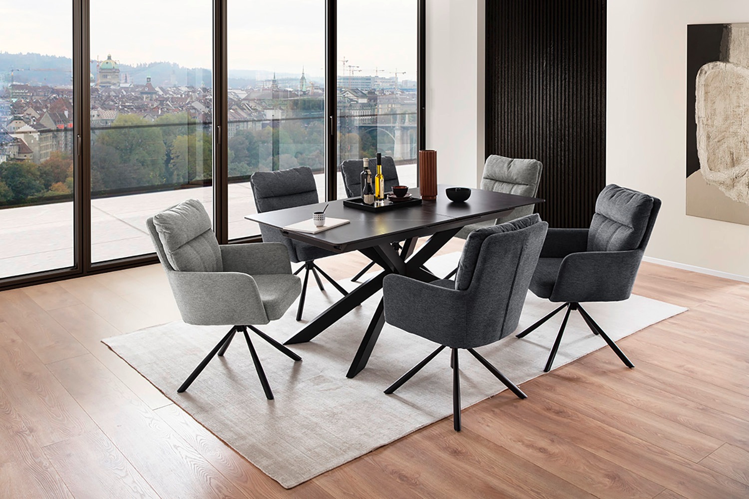 MCA furniture Esszimmerstuhl »UTICA«, Chenilleoptik, (2er-Set), drehbar 180°, Taschenfederkern, Sitzhöhe ca. 50 cm