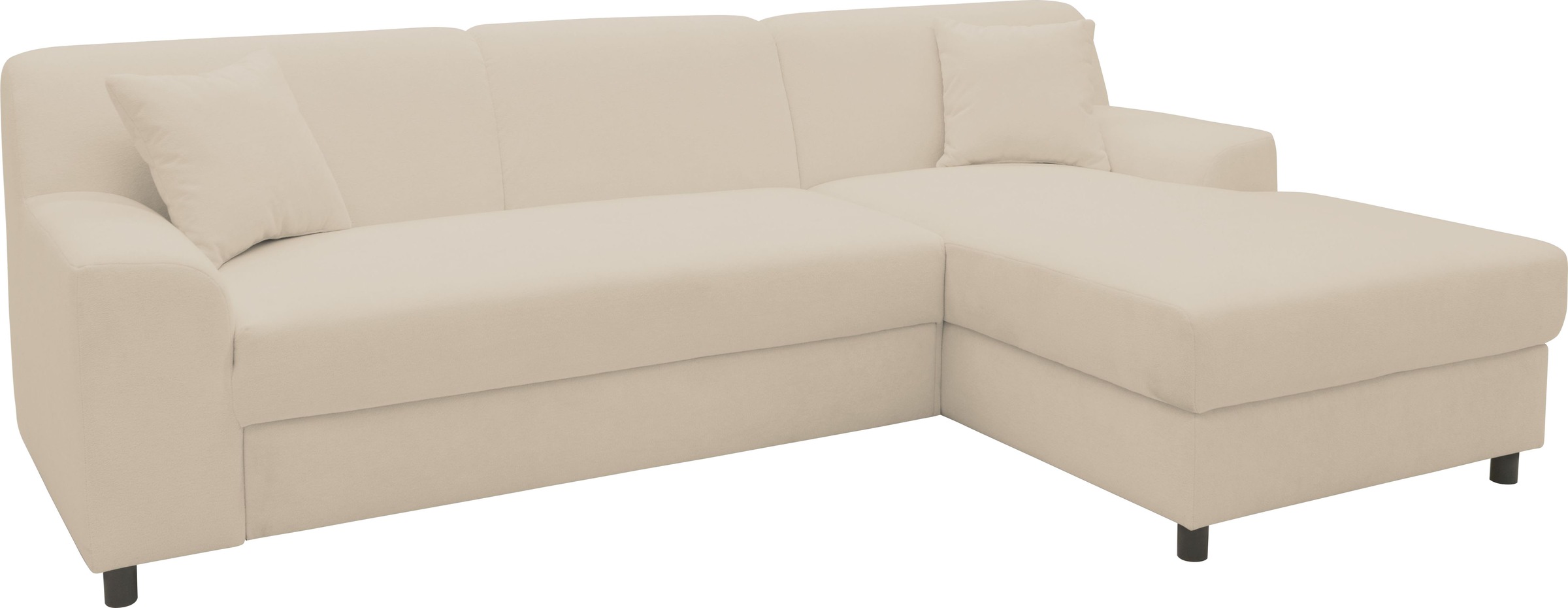 DOMO collection Ecksofa »Turah 2, L-Form, Cord oder Luxus-Microfaser, komfortabler Federkern«, B/T/H: 241/146/79 cm, incl. Zierkissen, wahlweise mit Bettfunktion