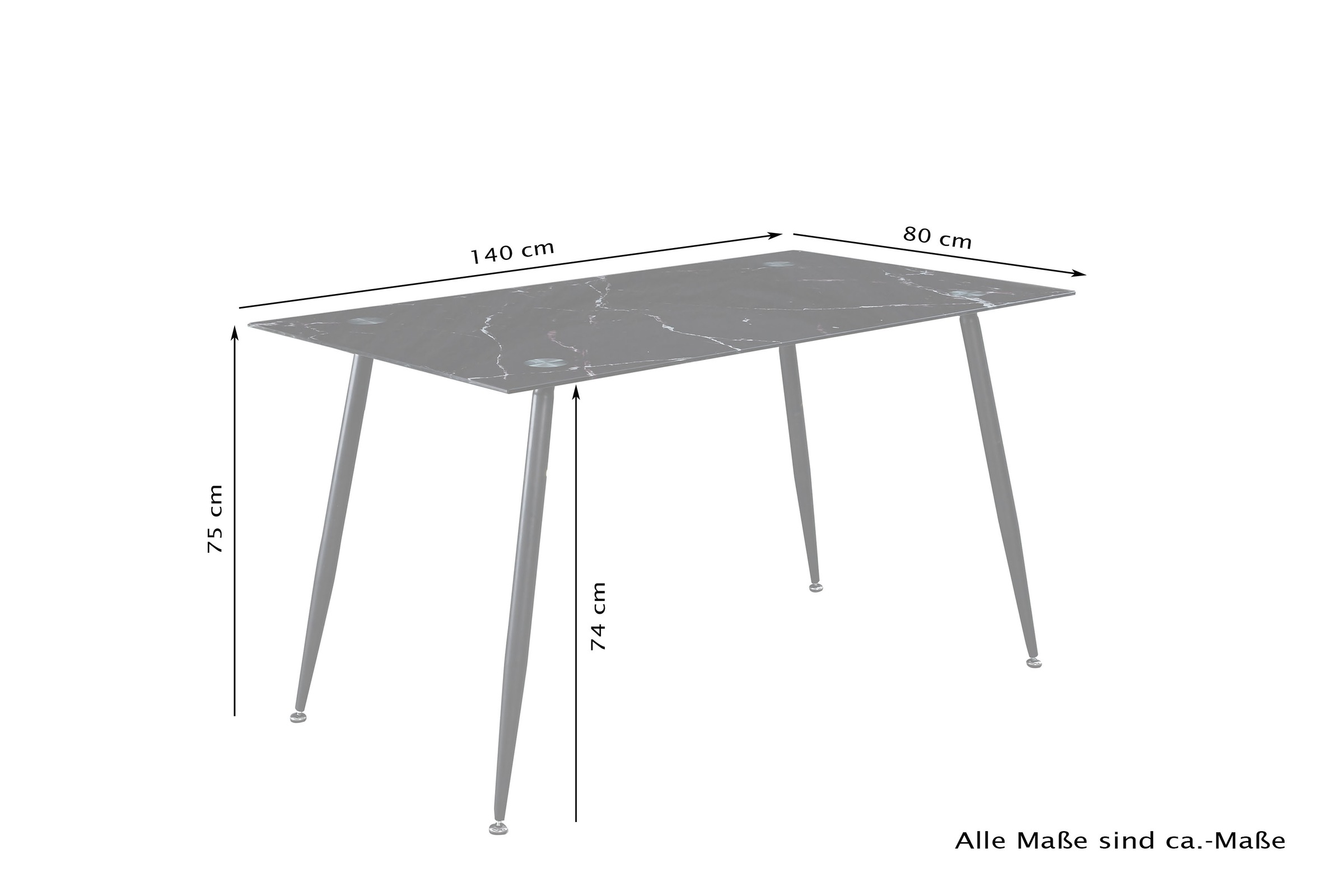 Home affaire Glastisch »Julia«, Breite 140 cm, in Marmor-Optik