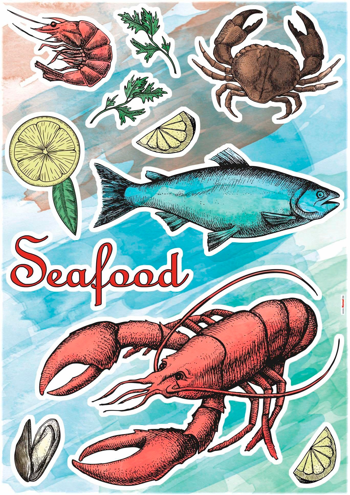 ✵ Komar Wandtattoo selbstklebendes Jelmoli-Versand x 50x70 cm Höhe), (Breite | bestellen online »Seafood«, Wandtattoo