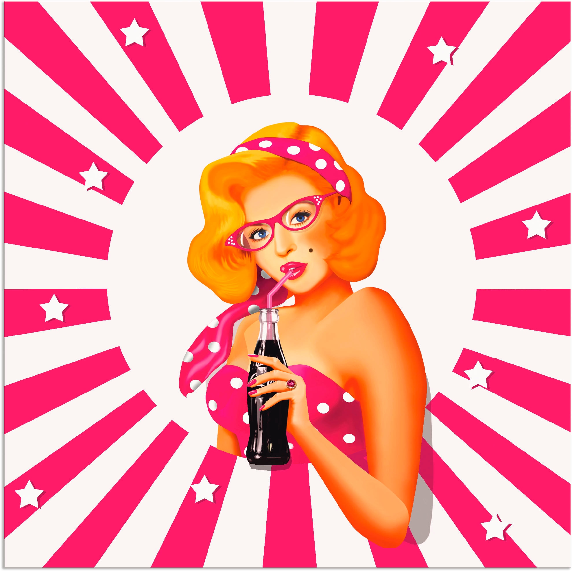 Artland Wandbild »Rockabilly | Jelmoli-Versand Wandaufkleber in Poster Alubild, Pin-up-Girl Grössen oder Frau, als St.), Streifen«, auf bestellen versch. online (1 Leinwandbild