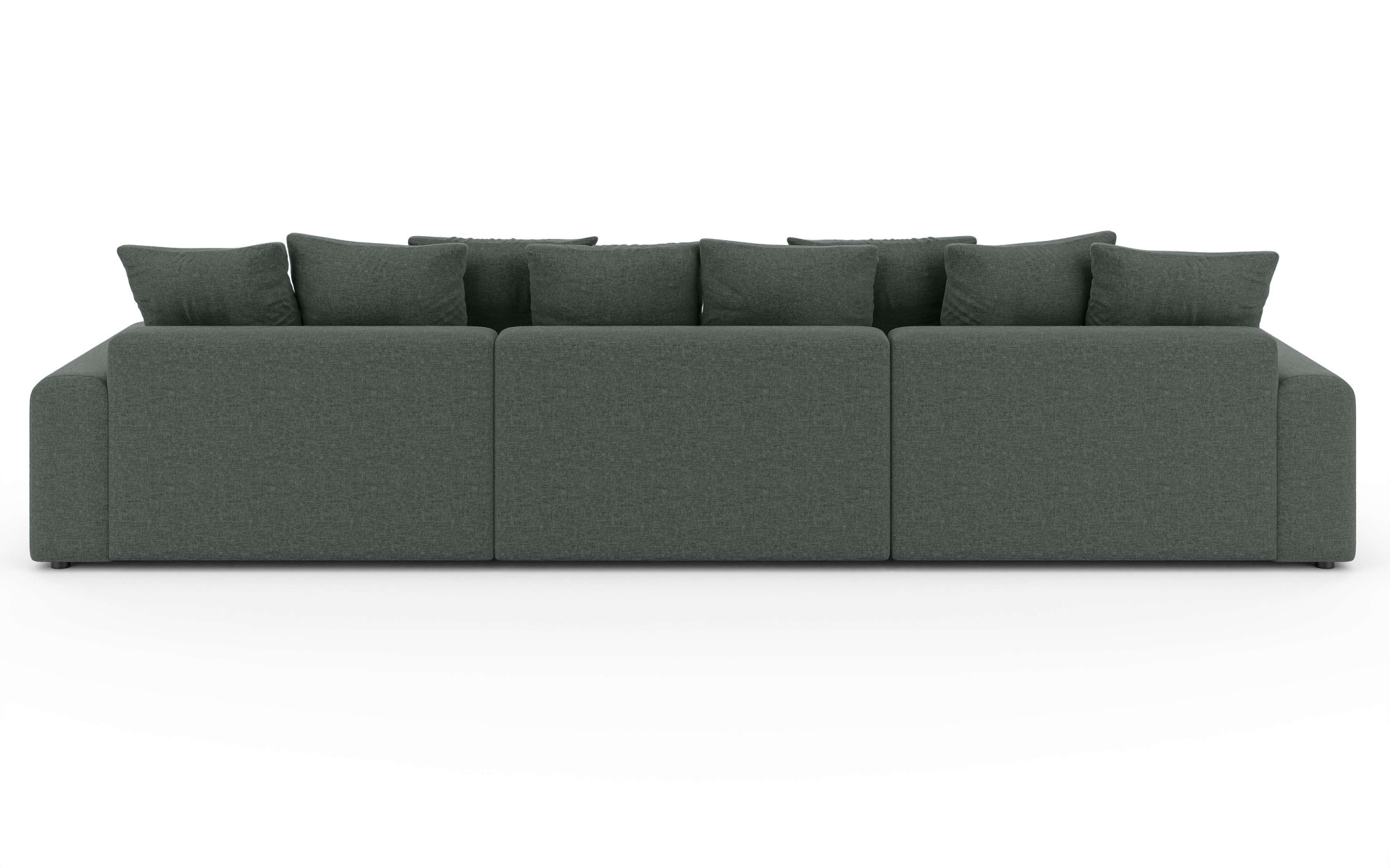 Home affaire Wohnlandschaft »LAKESIDE mit Bettfunktion und Bettkasten, Masse B/T/H: 332,5/142/84 cm«, U‑Form mit vielen Kissen und Wellenunterfederung