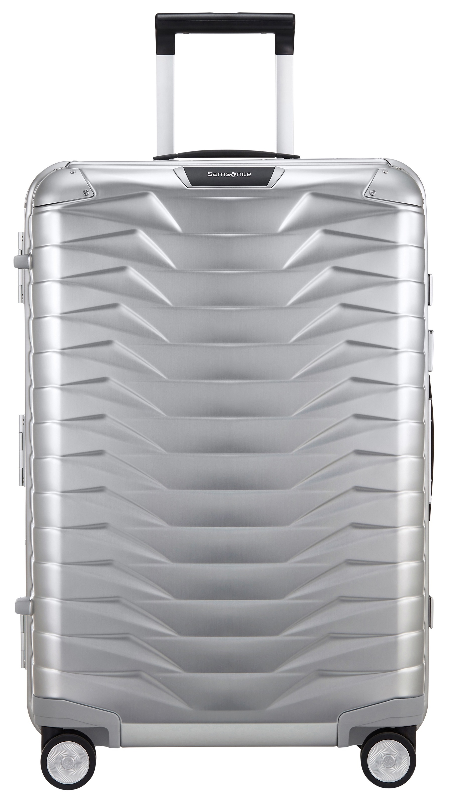 Samsonite Trolley à coque dure »PROXIS ALU, verschiedene Grössen« 71 litre 4 Rollen en aluminium, avec sangle de tension croisée, avec plaque 
