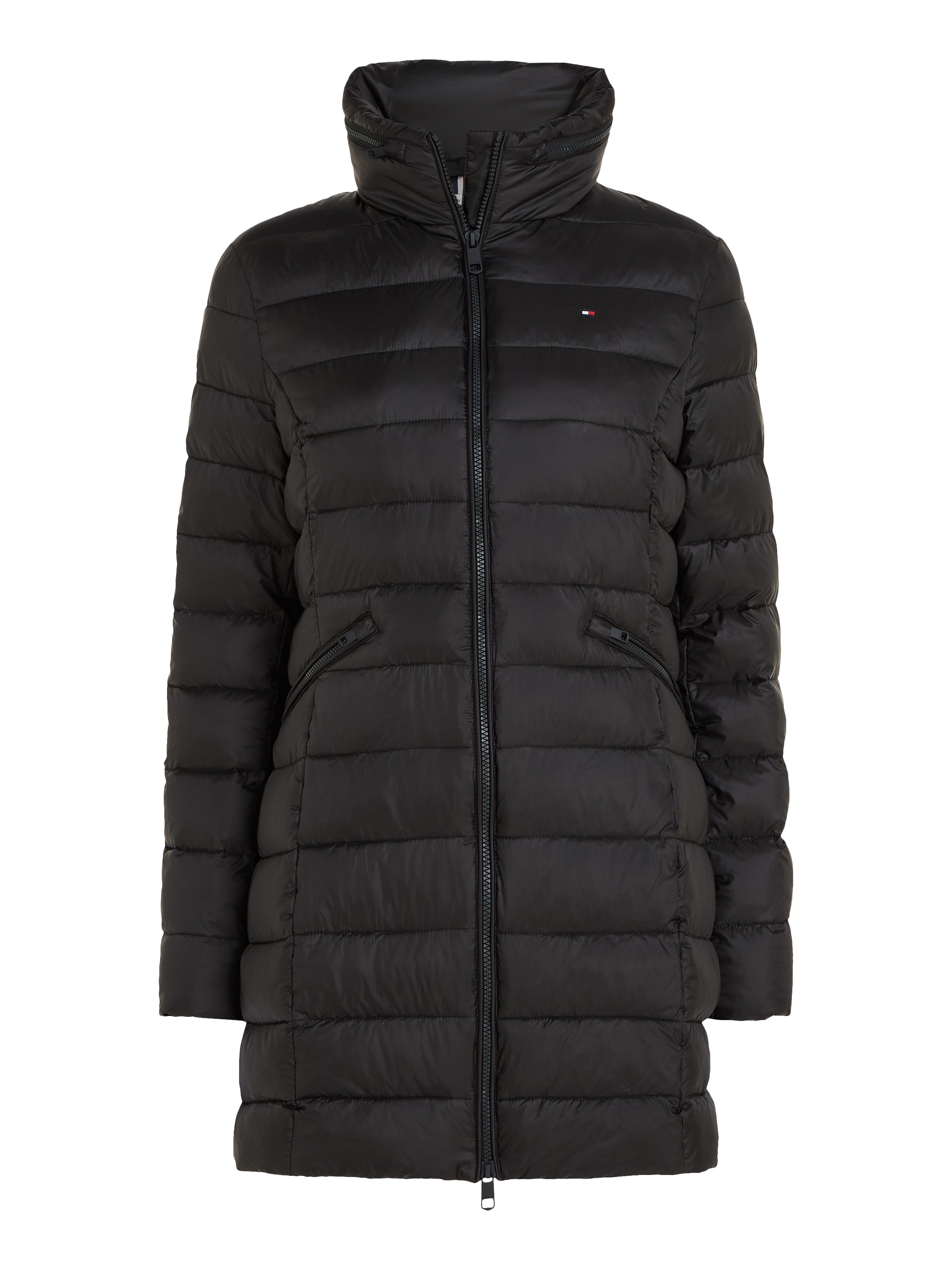 Tommy Hilfiger Steppmantel »MW PADDED GLOBAL STRIPE COAT«, mit Kapuze im Stehkragen