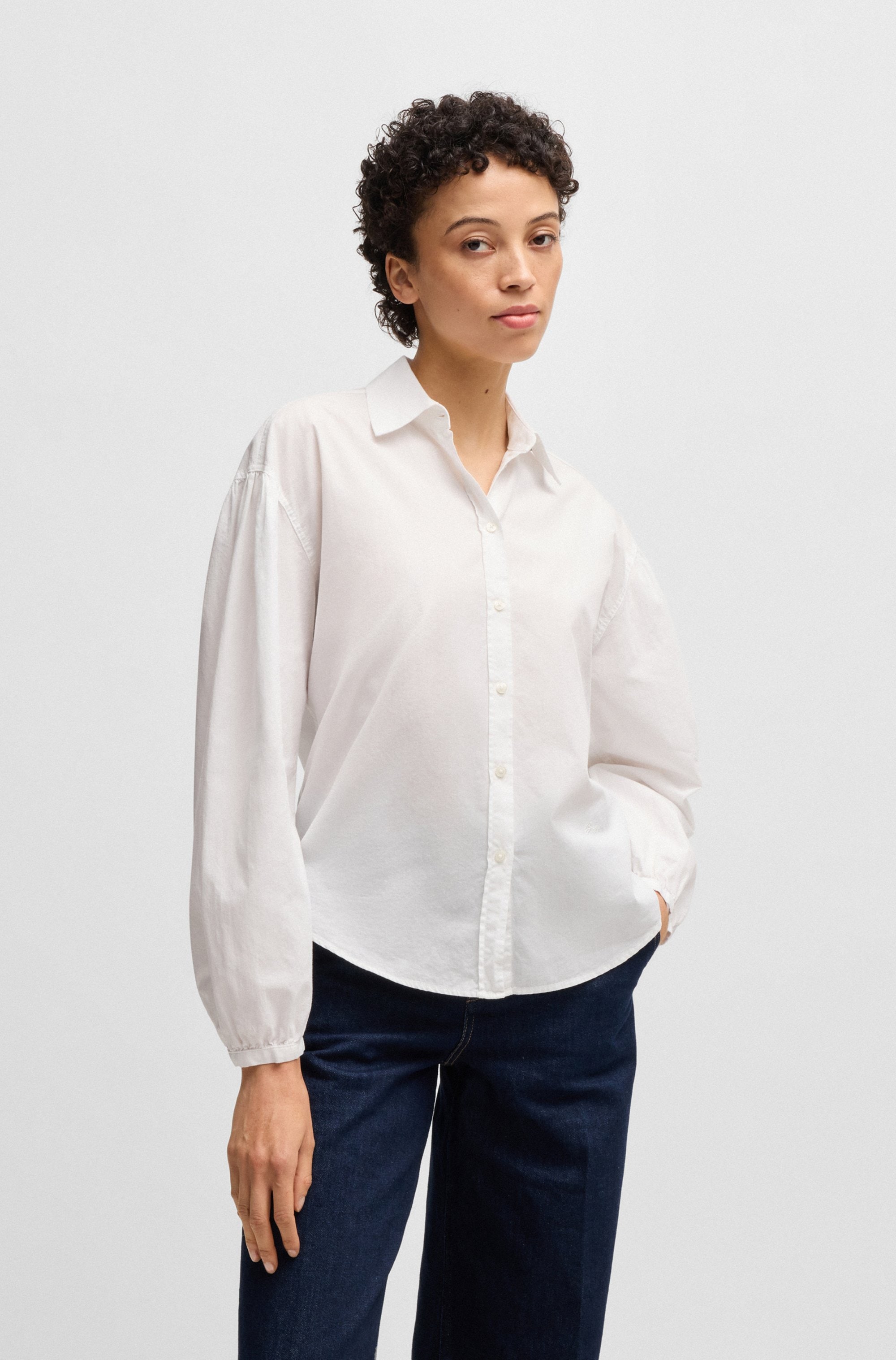 BOSS ORANGE Klassische Bluse »Barby Premium Damenmode« mit BOSS Logo auf der Brust