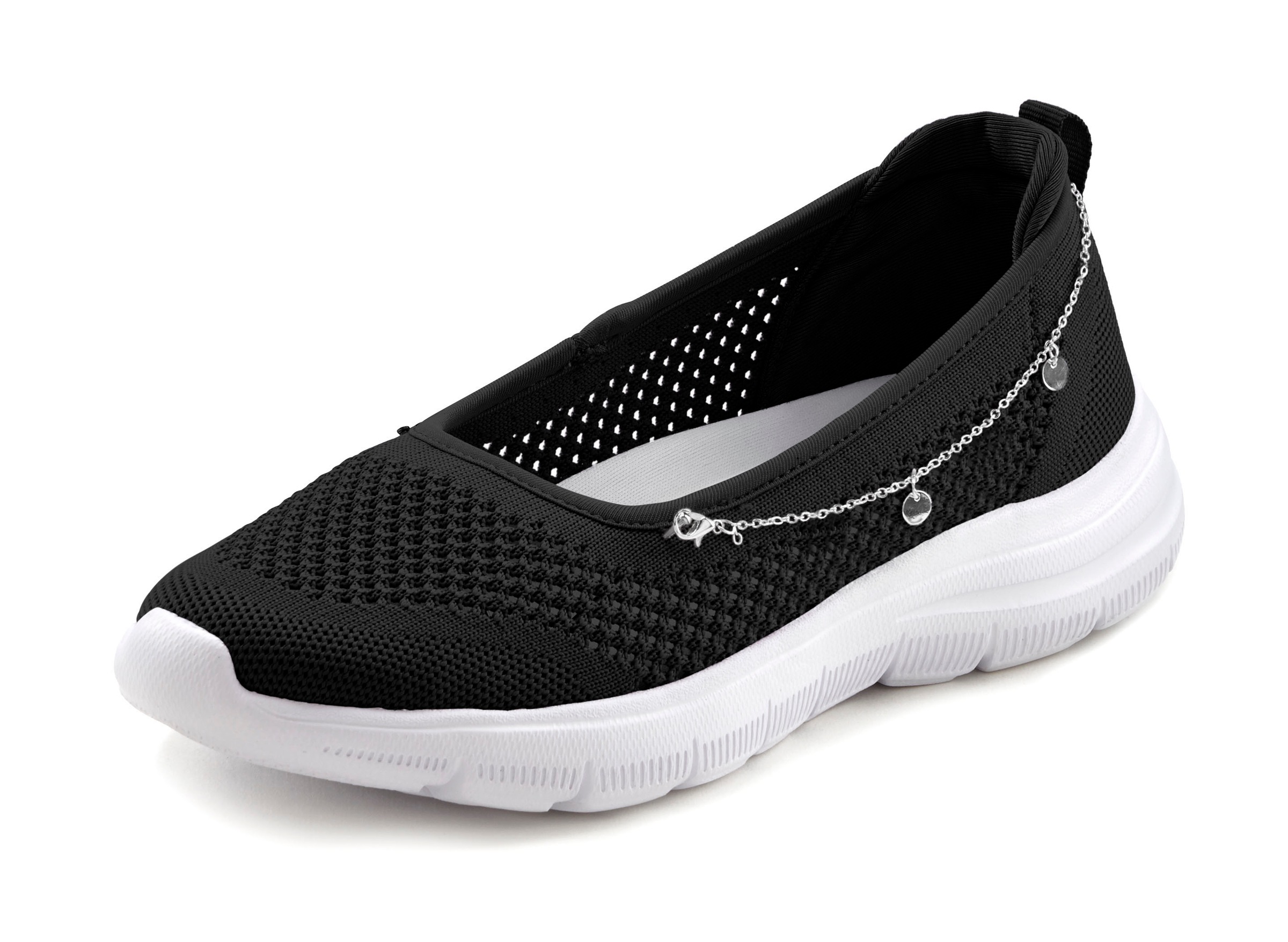 LASCANA Slip-On Sneaker, Ballerina mit Ketten-Element VEGAN kaufen