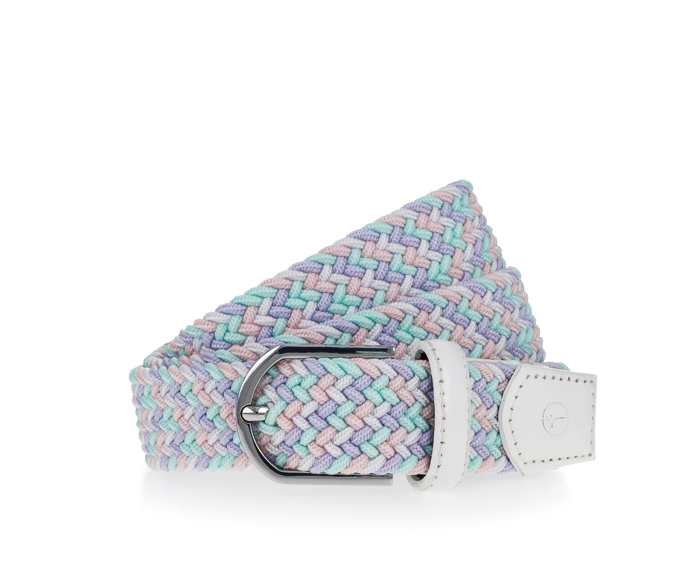 Tamaris Stoffgürtel Flechtoptik, Lederbesatz, 3 cm breit