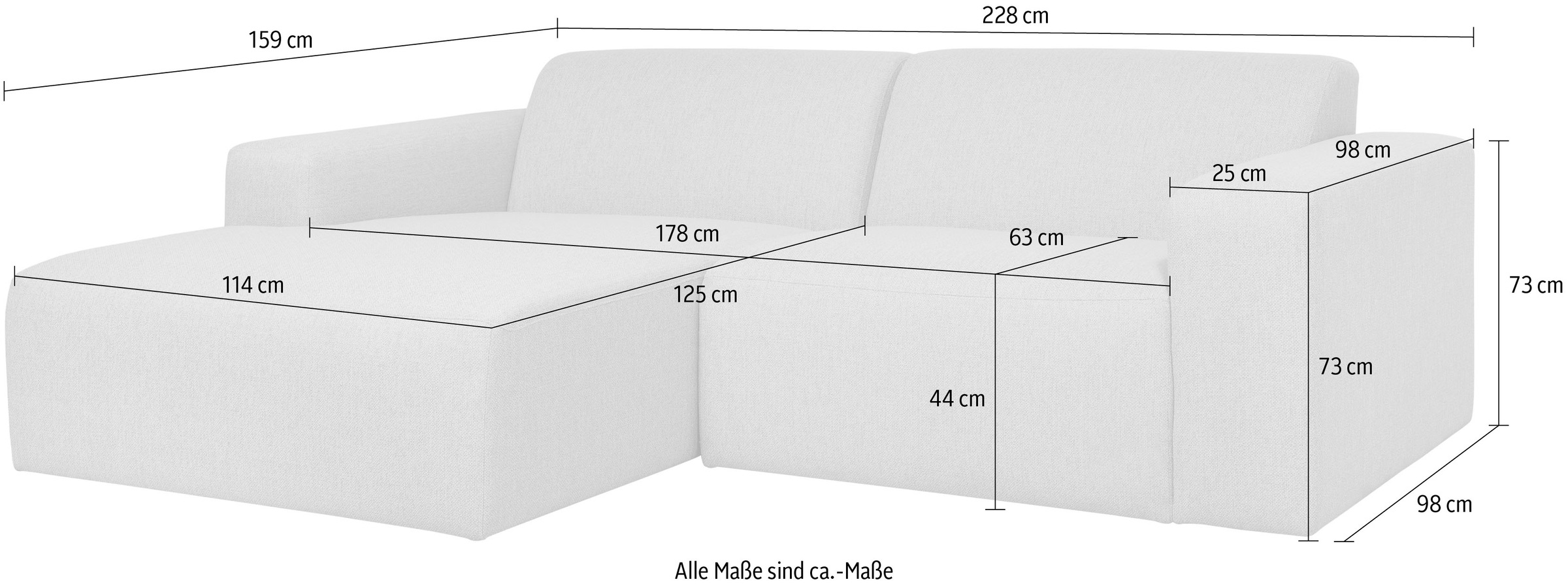 INOSIGN Ecksofa »Koa,228cm, L-Form, Modulsofa Webstoff«, Designsofa in Cord