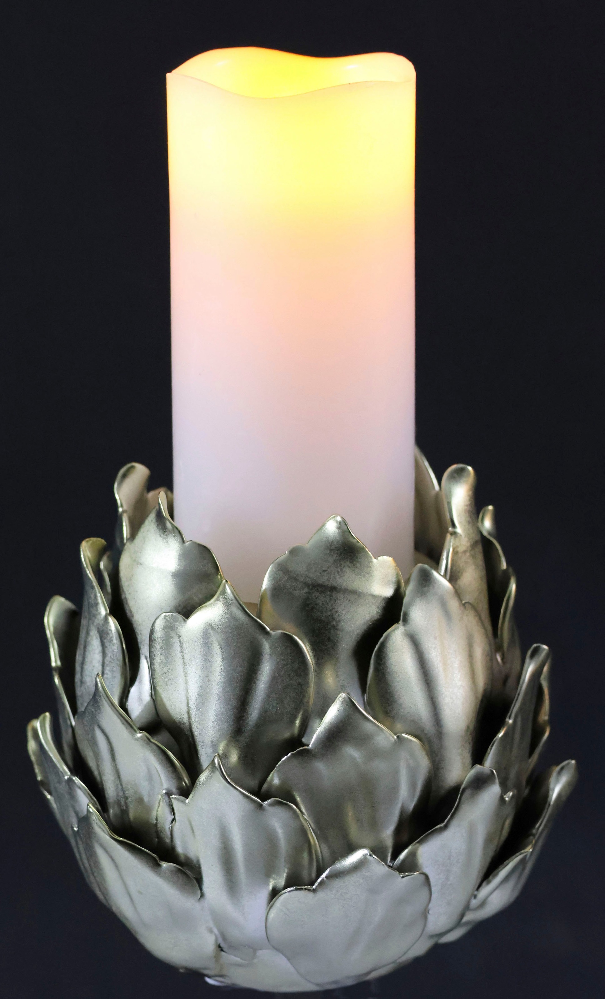 I.GE.A. Kerzenhalter "Artischocke, Stumpenkerzenhalter aus Keramik, Höhe ca. 13 cm" passend für eine Stumpenkerze mit Ø 7 cm