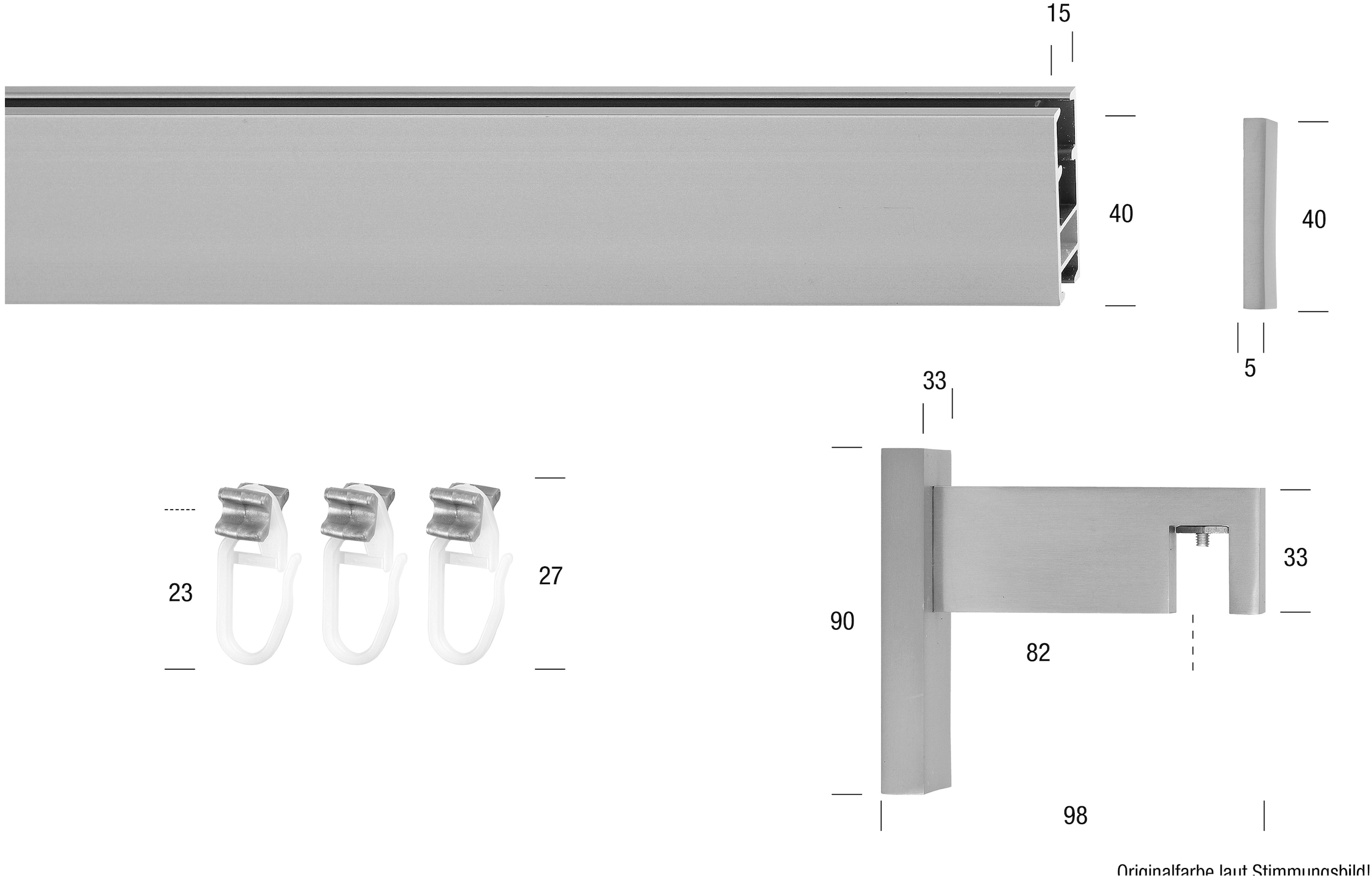 GARESA Innenlaufschiene »FLAT«, 1 läufig-läufig, Wunschmasslänge, Rechteckprofil, Wandmontage, perfekter Lauf, modern, verlängerbar