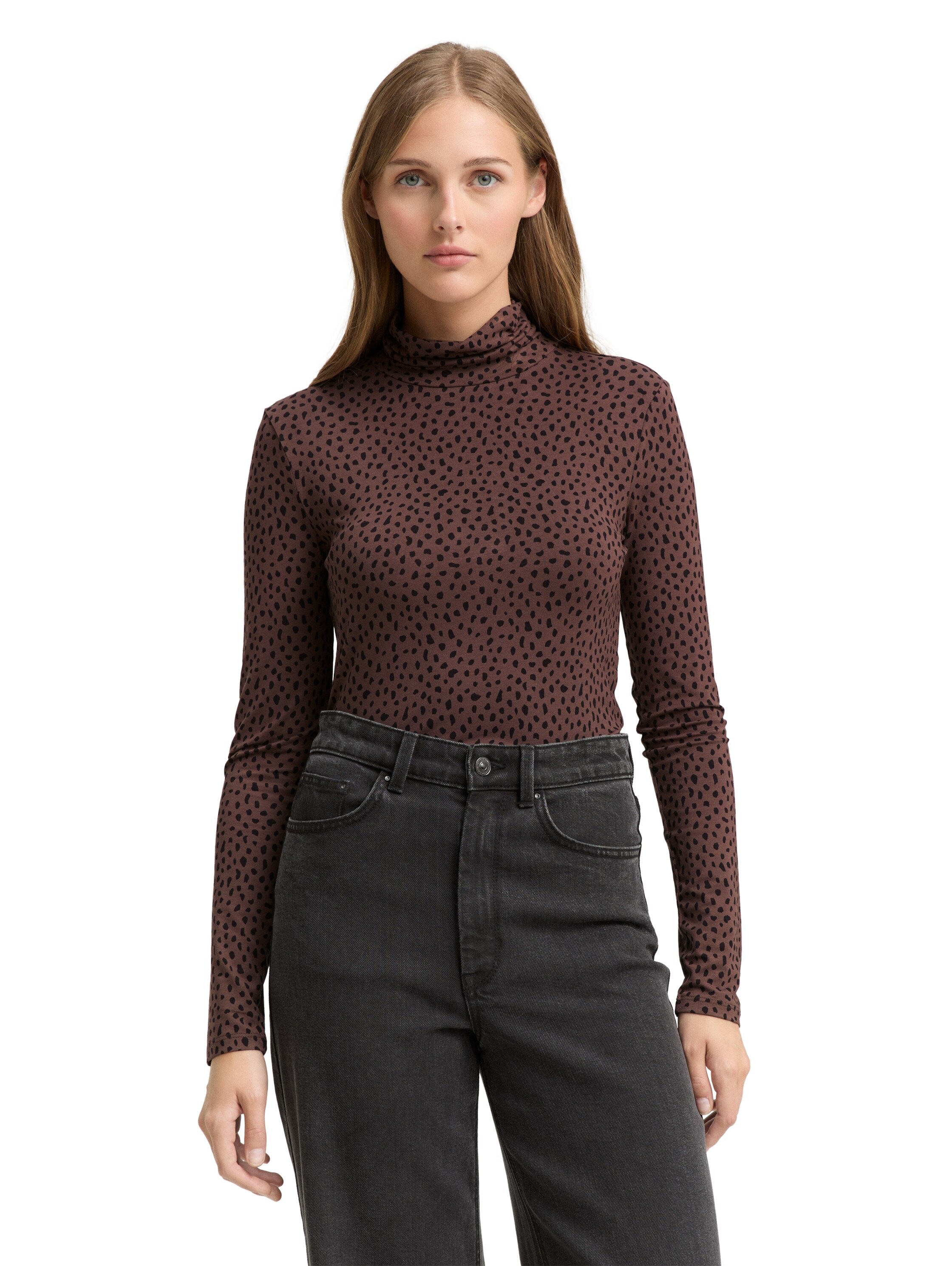 TOM TAILOR Denim Rollkragenshirt mit All-Over Print