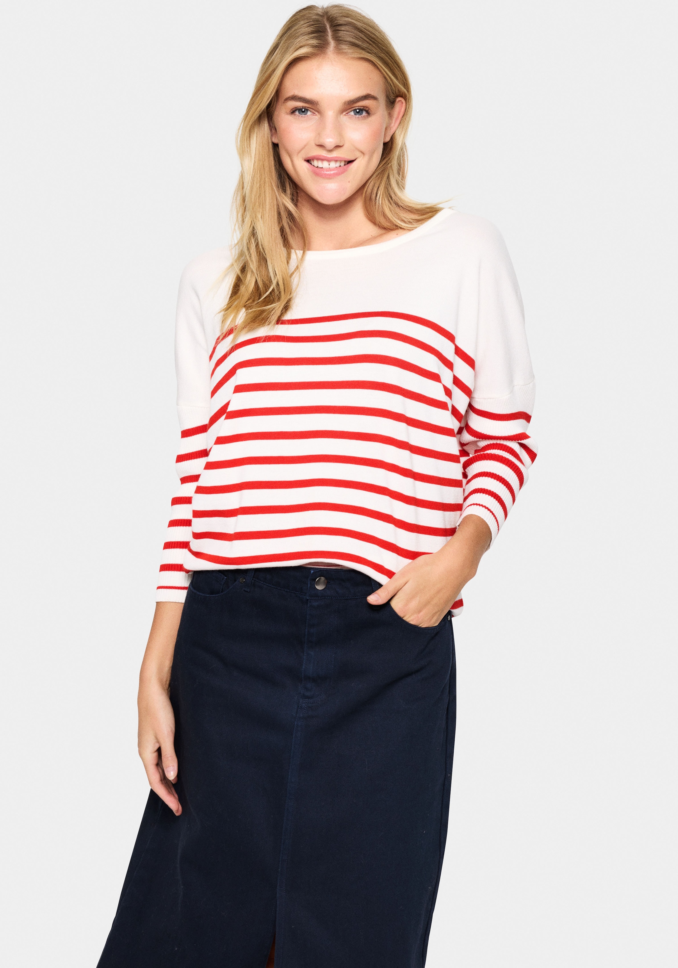 Saint Tropez Strickpullover »MilaSZ R-neck Stripe«