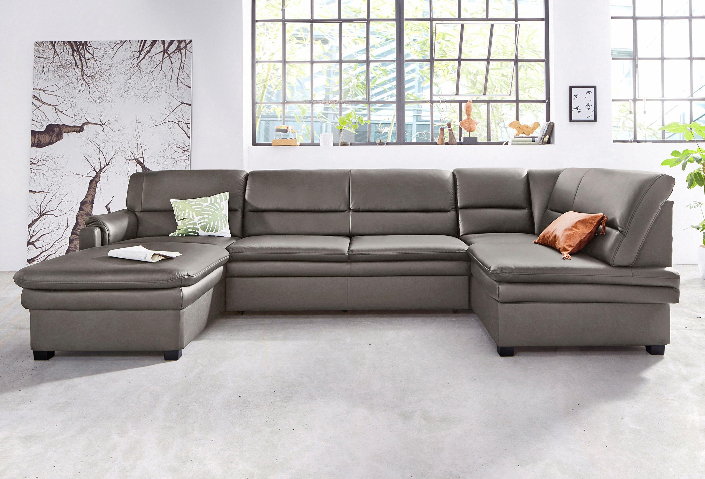 sit&more Wohnlandschaft "Pisa U-Form" mit Federkern, wahlweise mit Bettfunktion