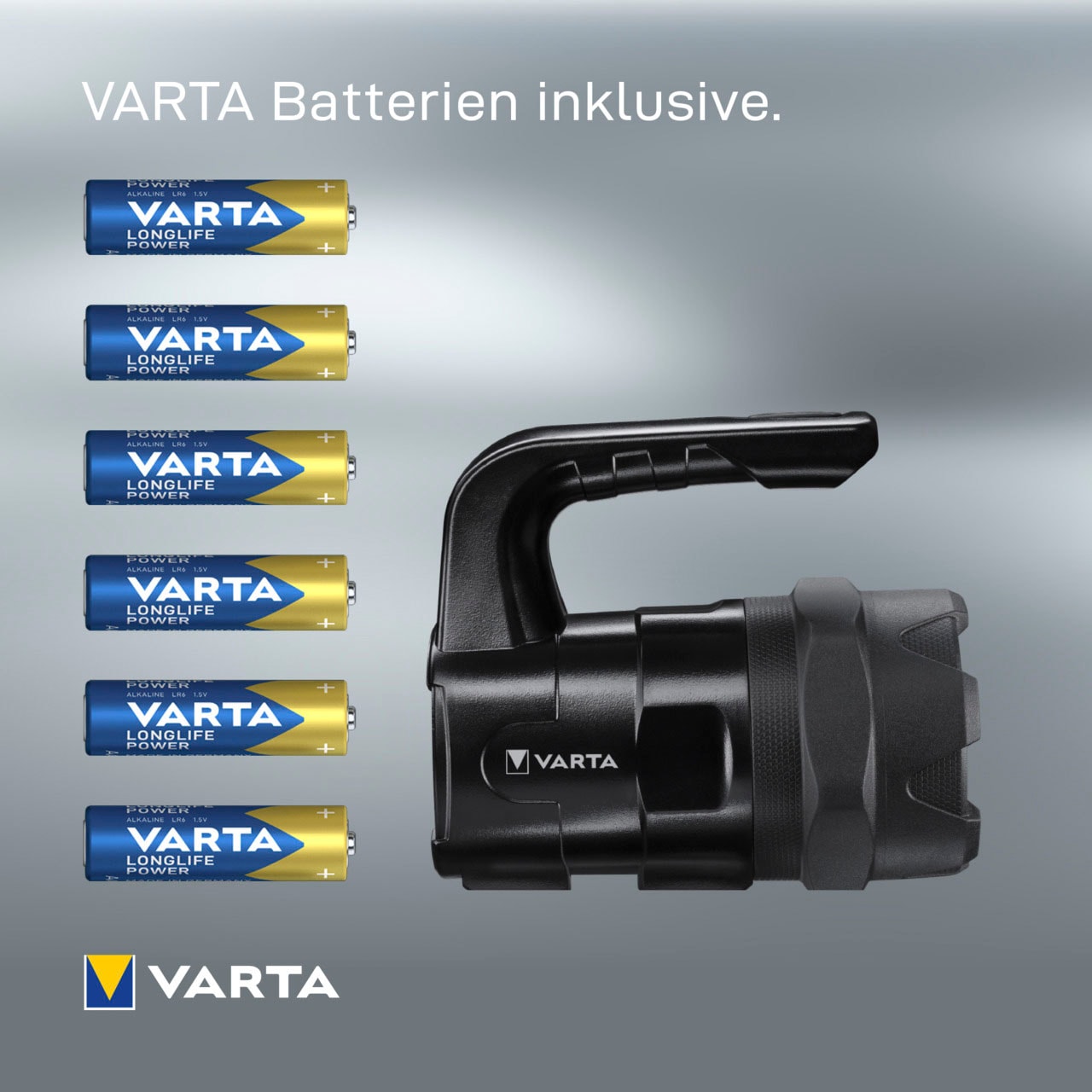 VARTA Taschenlampe »Indestructible BL20 Pro 6 Watt LED«, (7 St.), wasser- und staubdicht, stossabsorbierend, eloxiertes Aluminium Gehäuse
