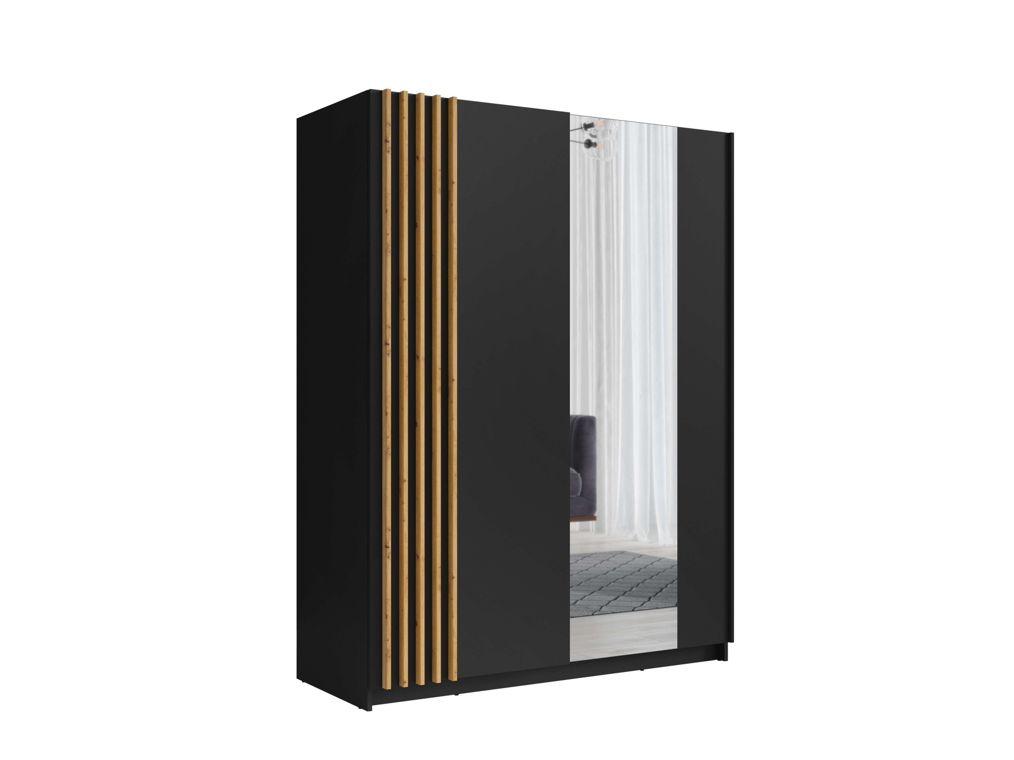 Home affaire Kleiderschrank »Kleiderschrank Charisy mit 4 Einlegeböden und Kleiderstange«, Garderobe mit 2 Schwebetüren und Lamellen, B/H/T 200/198,5/62 cm