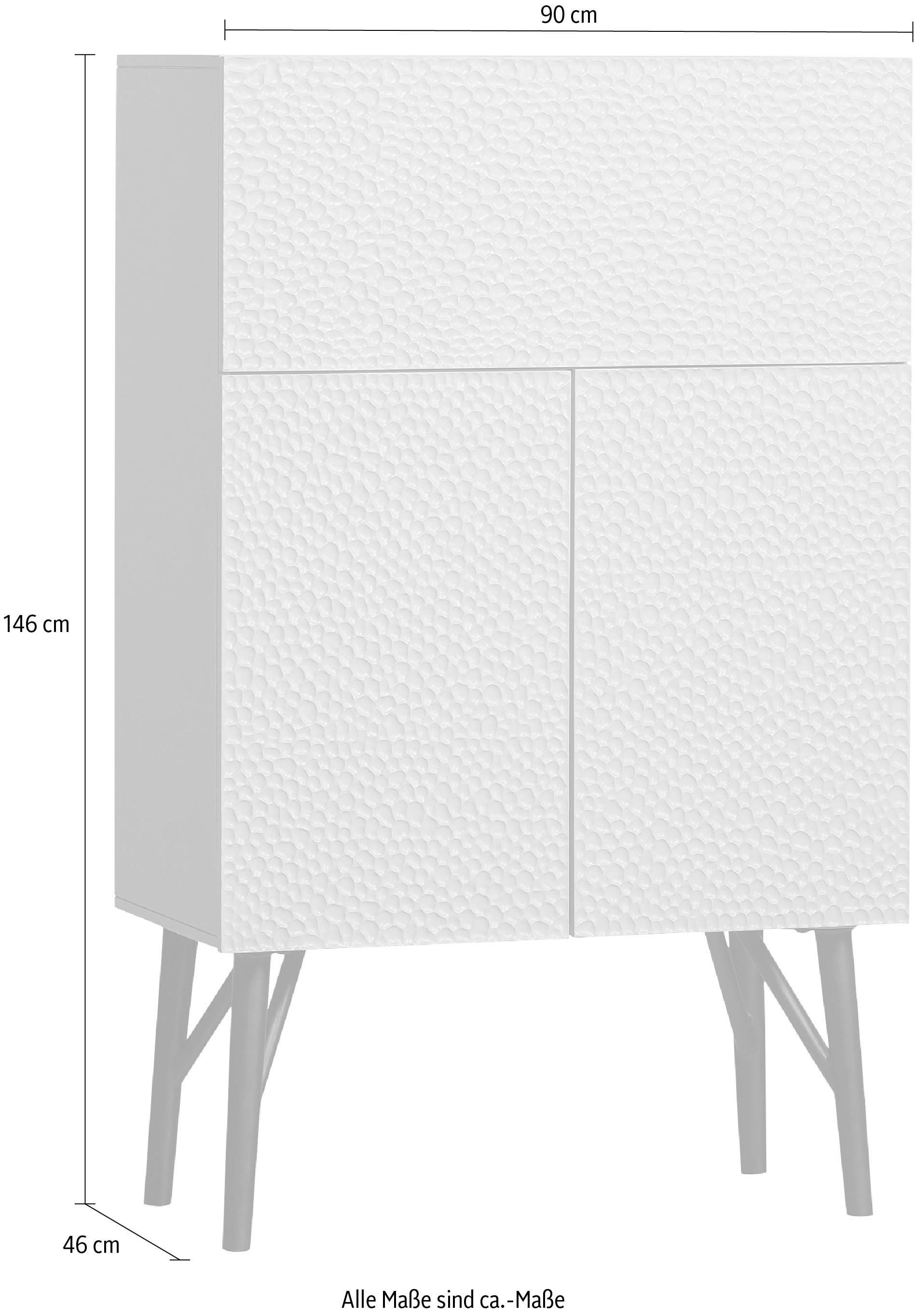 WOOOD Barschrank »Carve«, mit grafischen Muster, Breite 90 cm