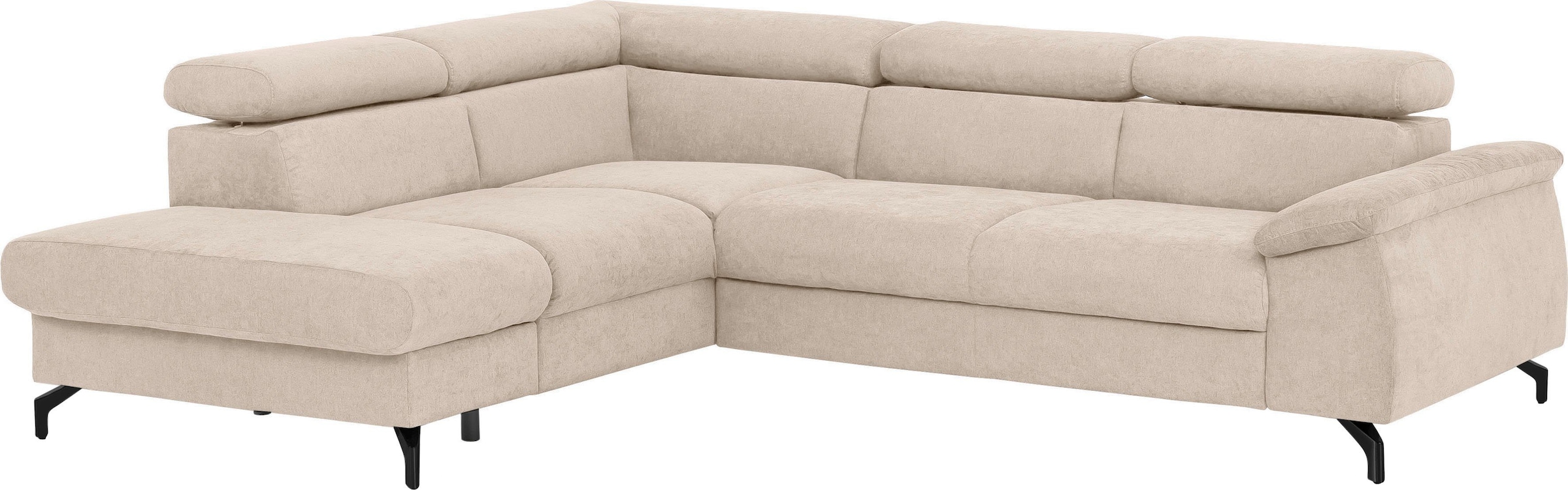 COTTA Polstergarnitur »Komaris L-Form«, (Set), Set bestehend aus: Ecksofa mit Kopfteilverstellung & Hocker