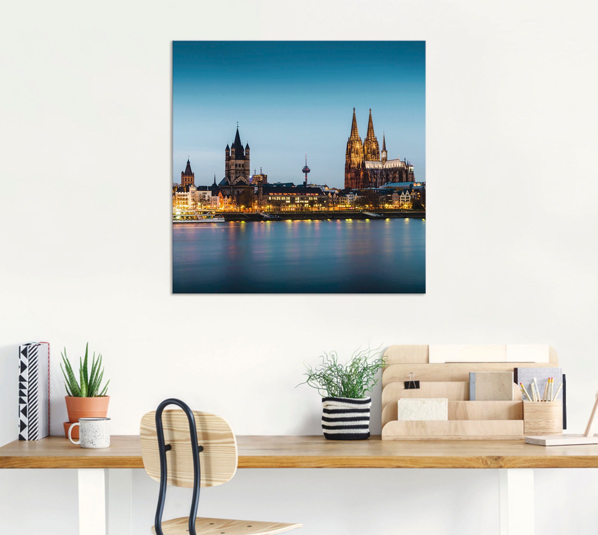 Artland Alu-Dibond-Druck »Köln Rheinpromenade«, Deutschland, (1 St.), für Innen- und Aussenbereich geeignet, Outdoorbild