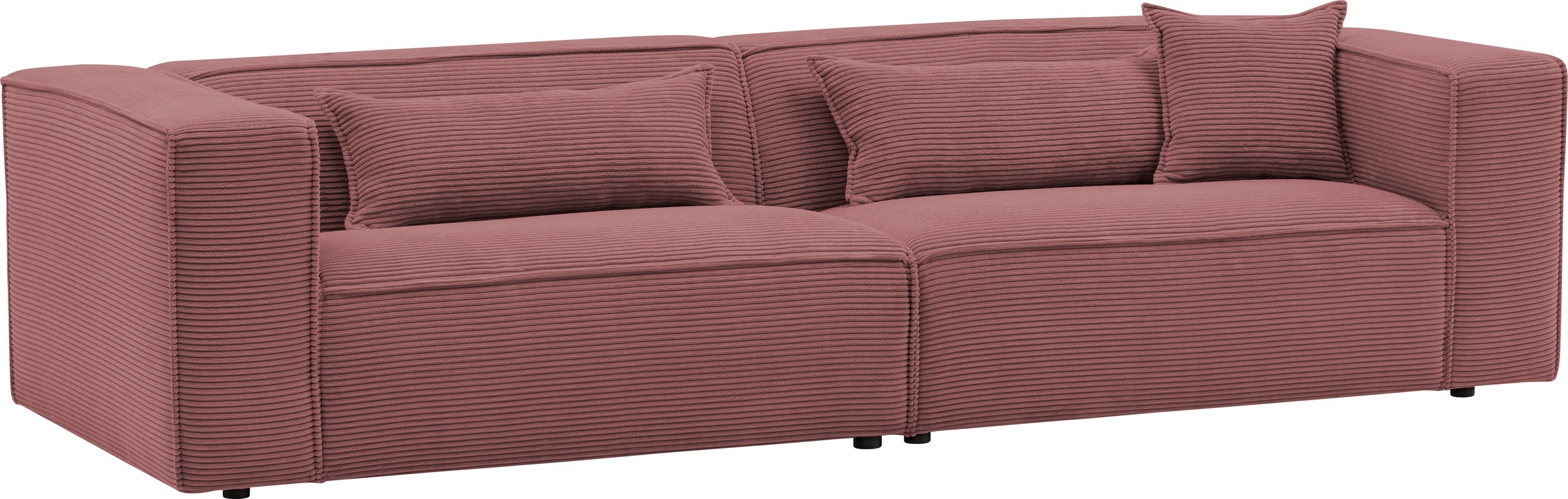 LeGer Home by Lena Gercke 3-Sitzer »PIARA, Couch mit Kedernaht, Sofa in Cord oder Leinenoptik«, schwarze Füsse, bequemer Sitzkomfort
